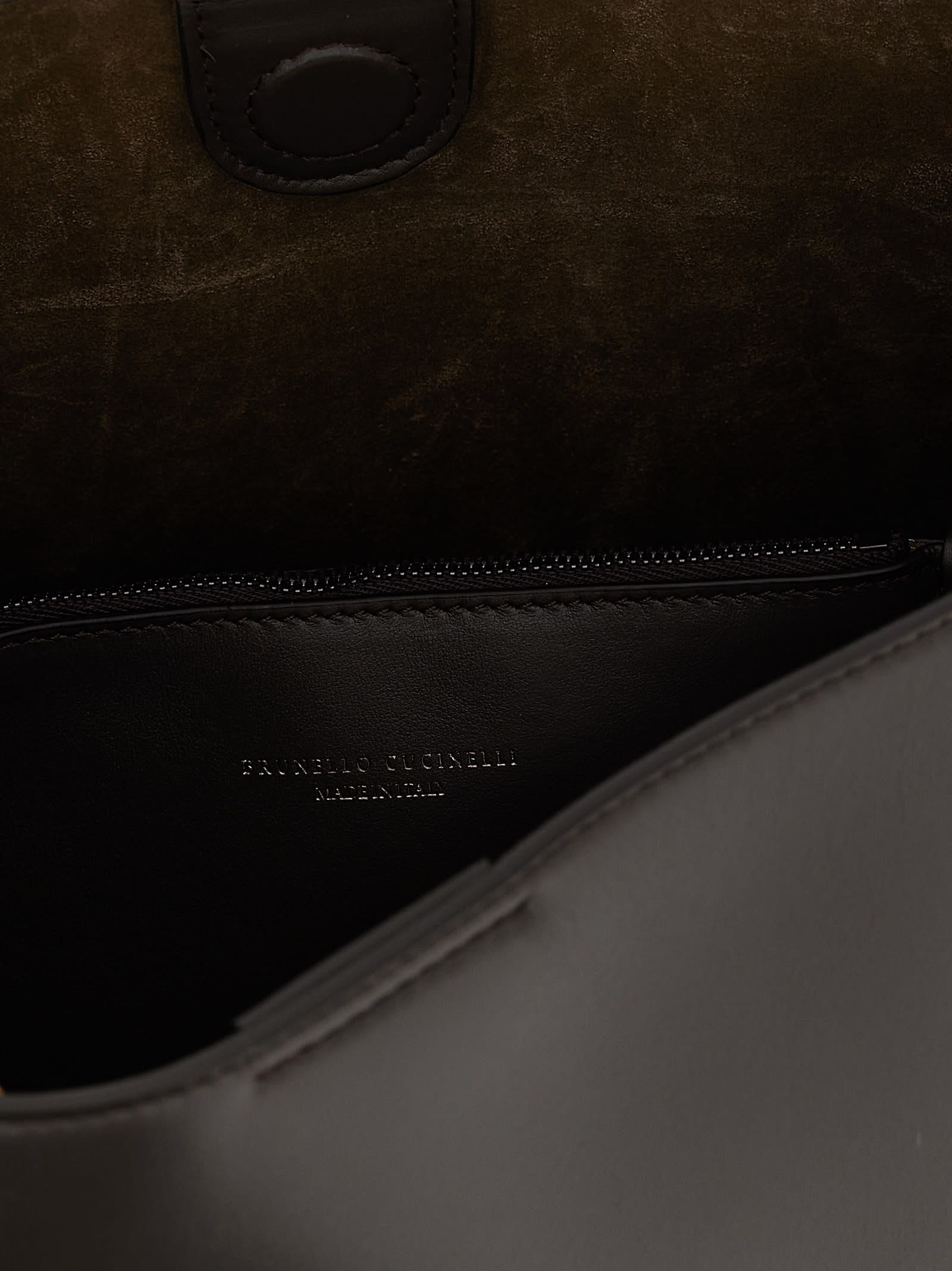 Brunello Cucinelli Women Top-handle Essence Bag In Calfskin With Precious Bands In Brown