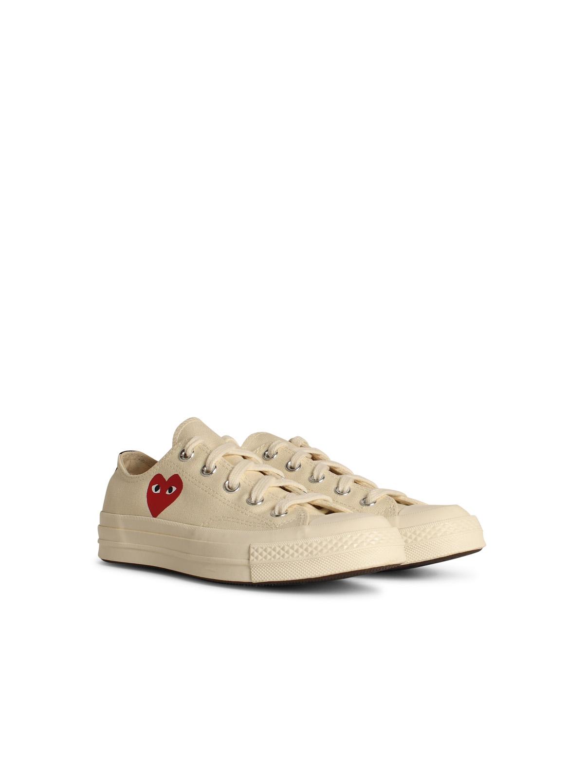 Shop Comme Des Garçons Play Red Heart White Tela Sneakers