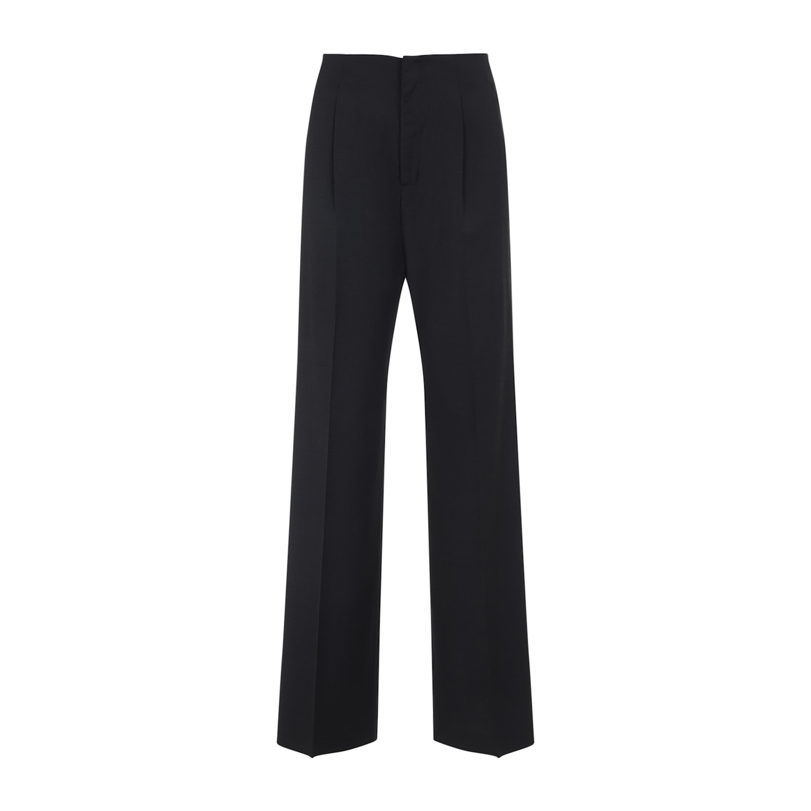Alberta Ferretti High-waisted Straight-leg Trousers With Pressed Crease In Gray
