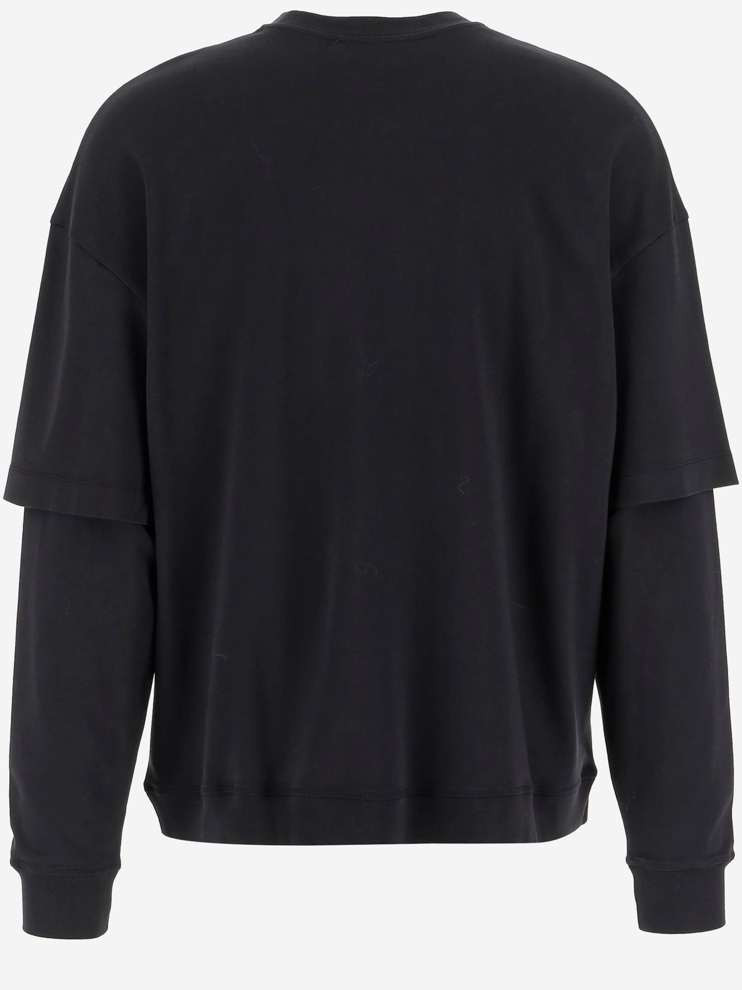 Darkpark Oversized Layered Long Sleeve Crew Top In Black