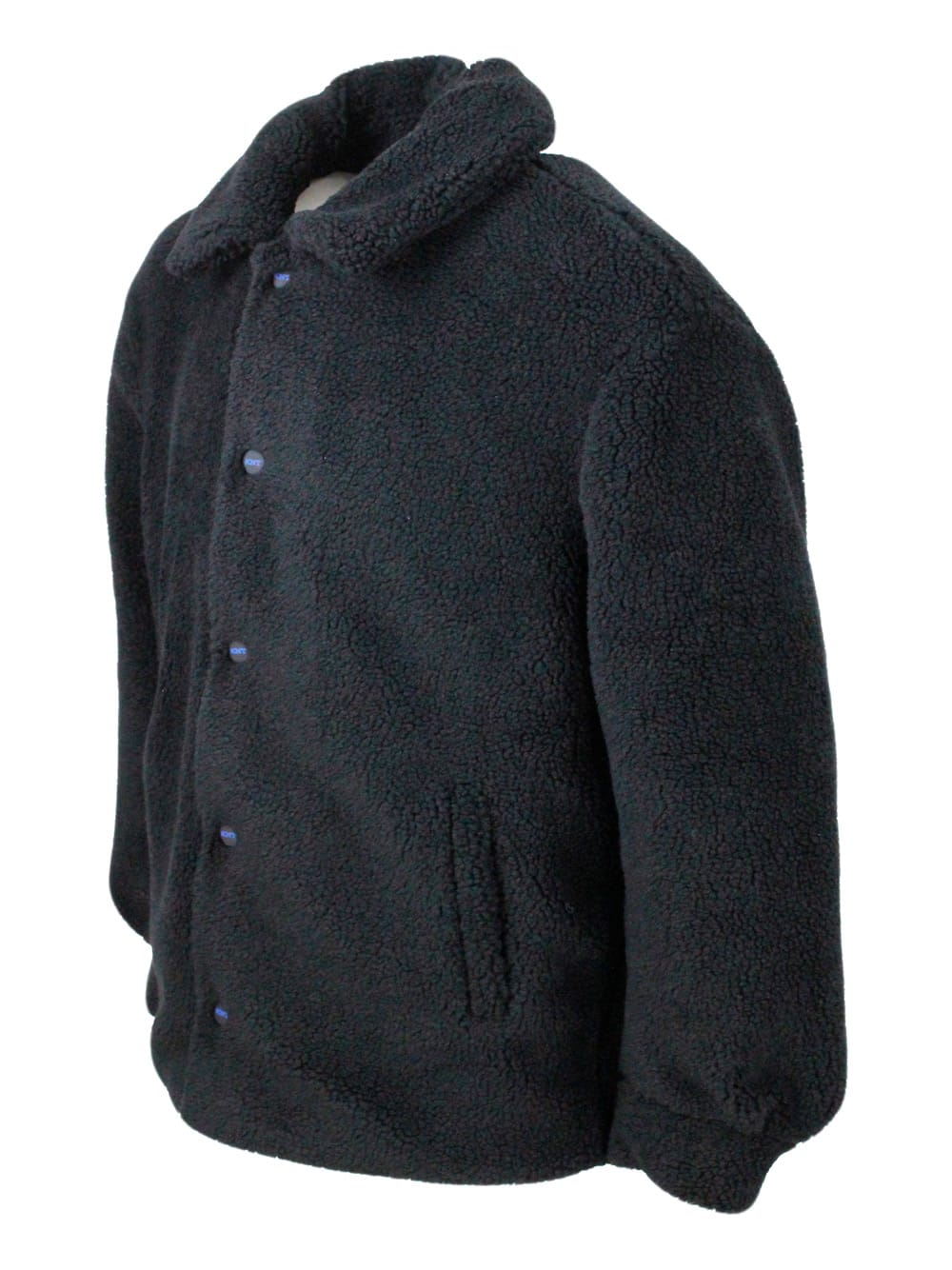 Shop Kiton Vest Jacket With Snap Button Closure In Soft Eco Bear. Gro Trims And Matching Inner Lining In Blu Navy