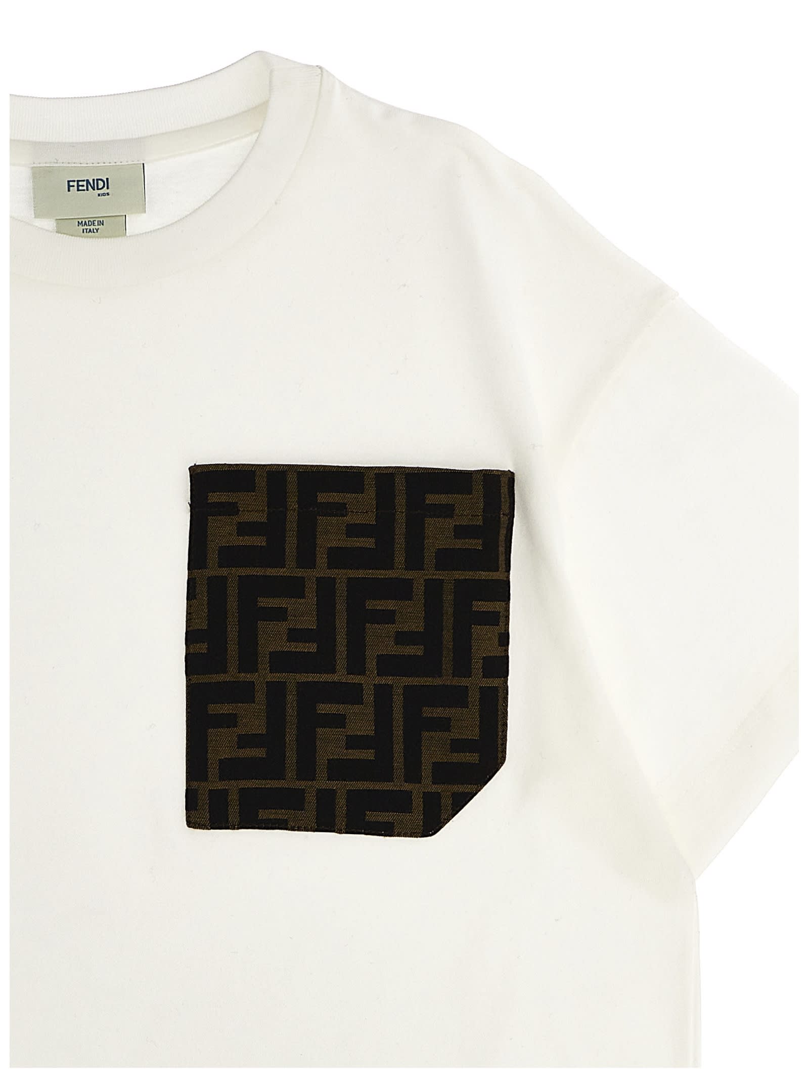 Shop Fendi Jacquard Pocket T-shirt In White