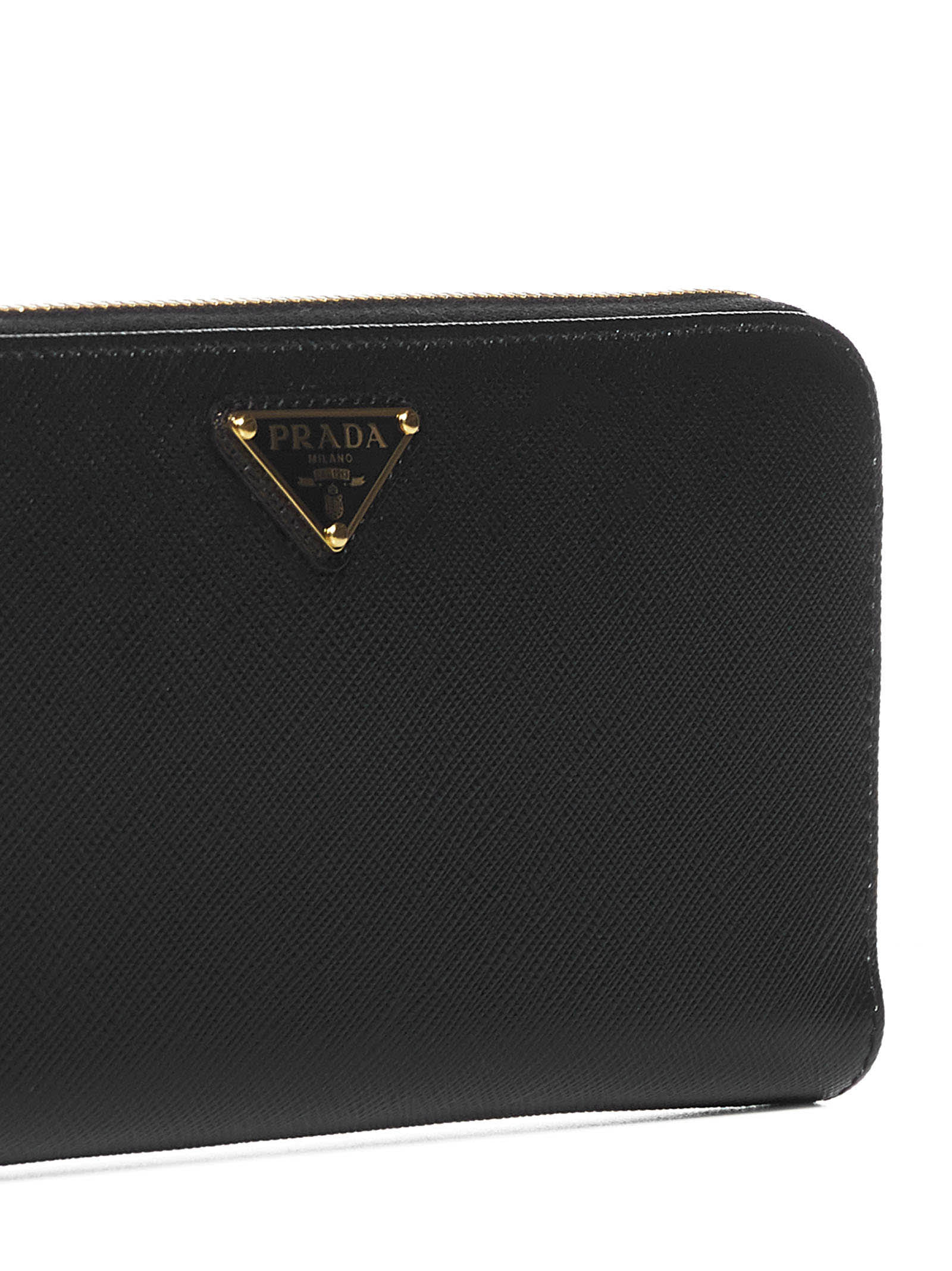 Prada Large Logo Lettering Zip-around Wallet