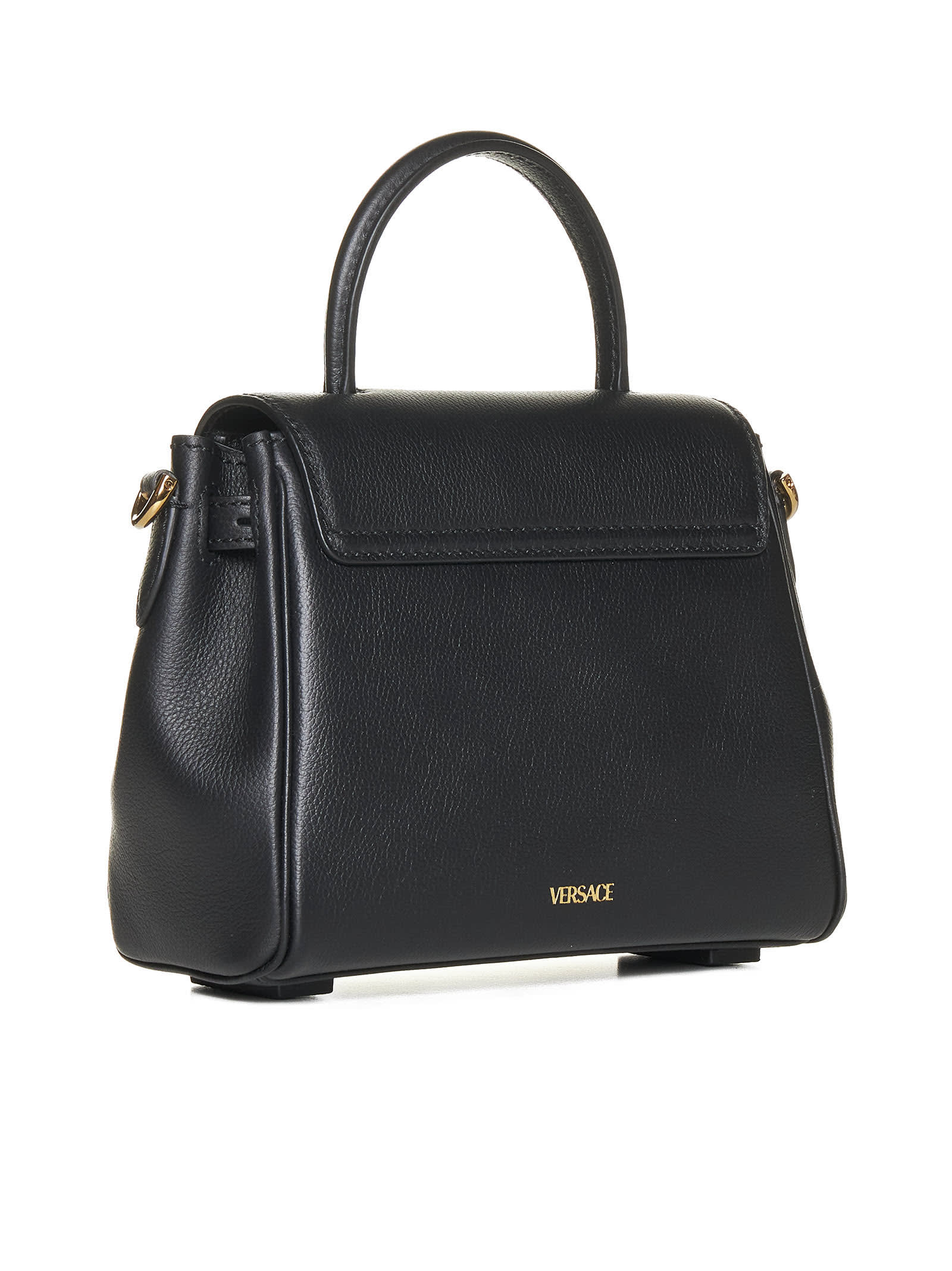 Shop Versace Tote In Black- Gold