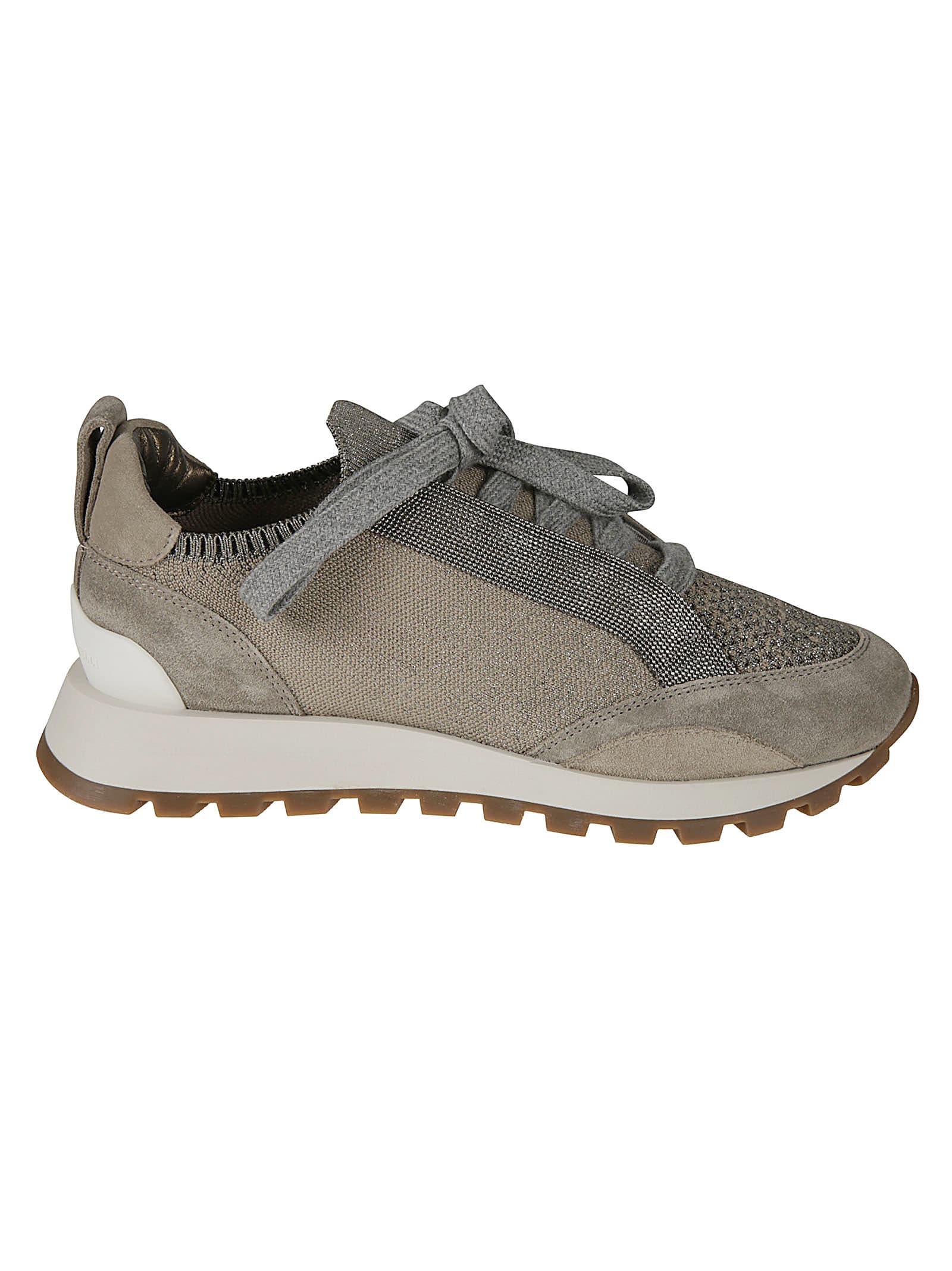 Brunello Cucinelli Bead Embellished Mesh Paneled Sneakers