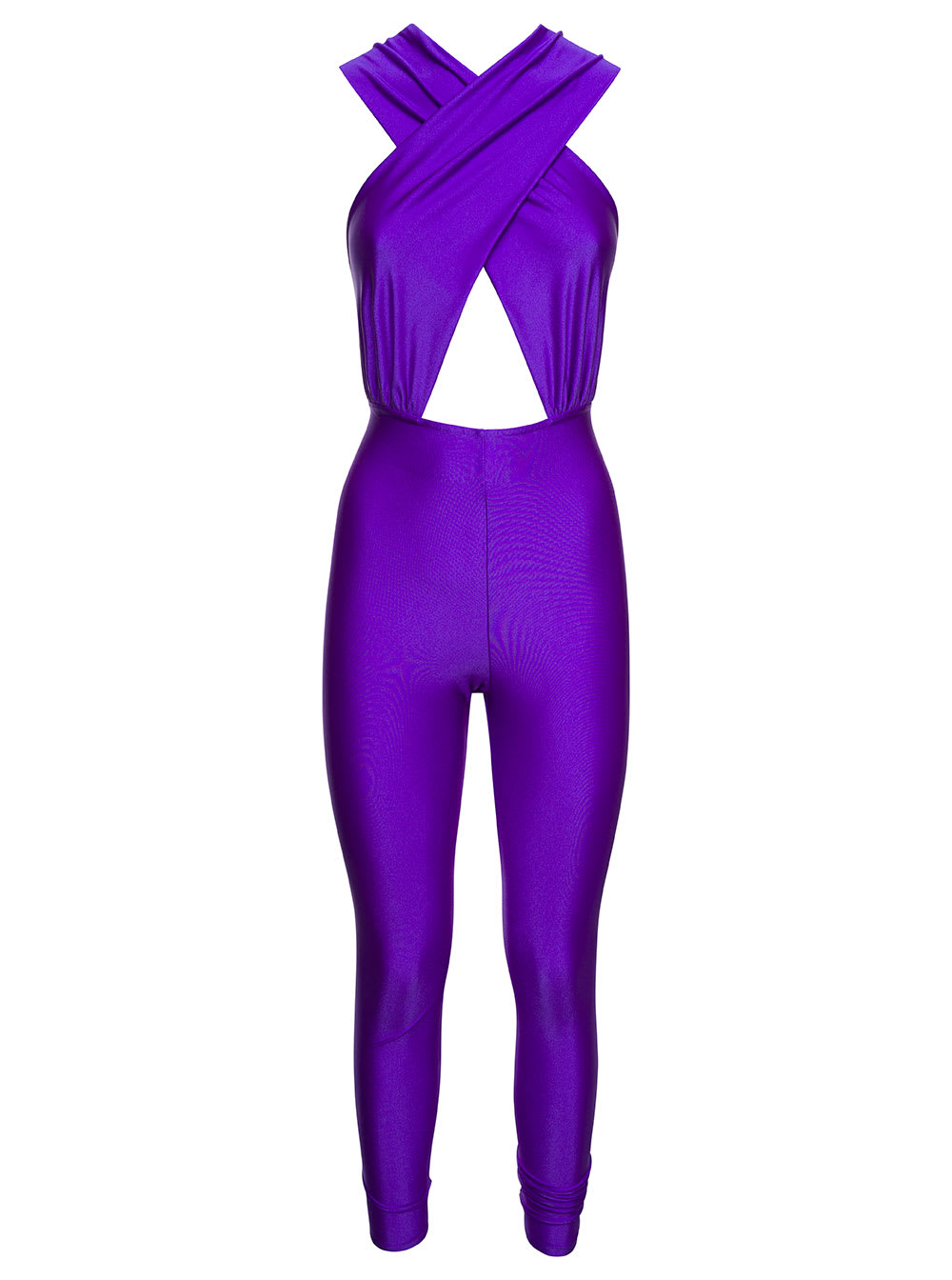 hola Violet Jumpsuit With Halterneck And Cut-out In Stretch Polyamide Woman