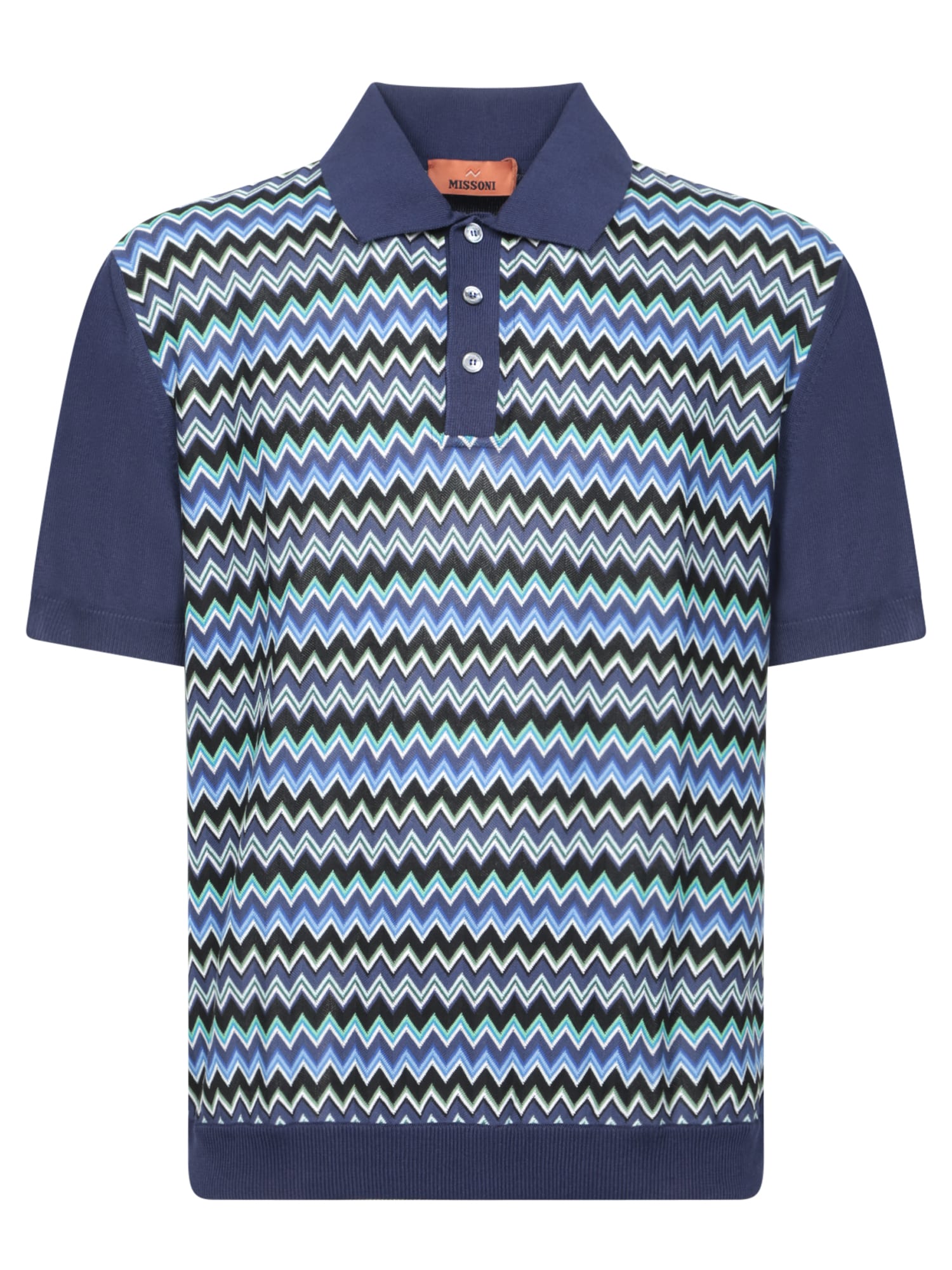 Zigzag Multicolor Blue Polo Shirt