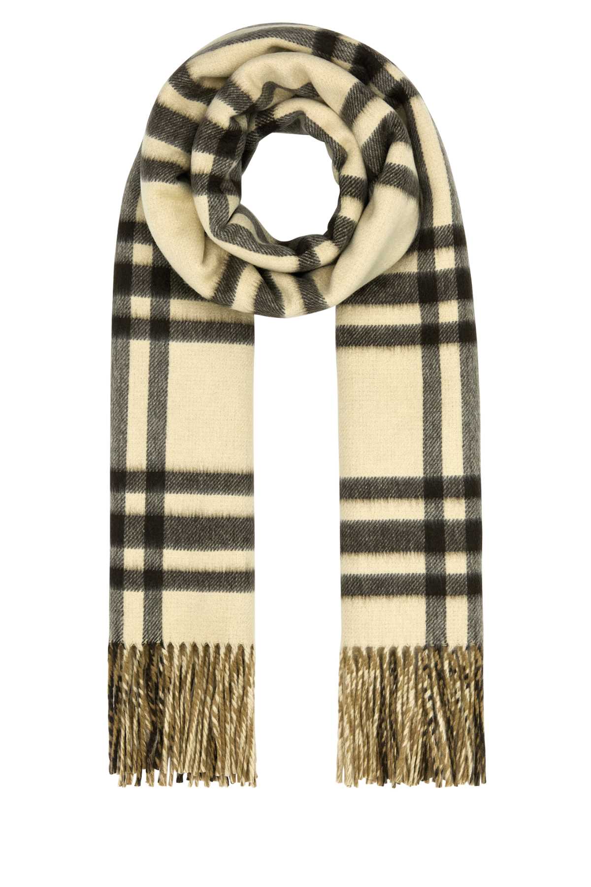 Shop Burberry Embroidered Cashmere Reversible Scarf In Candle