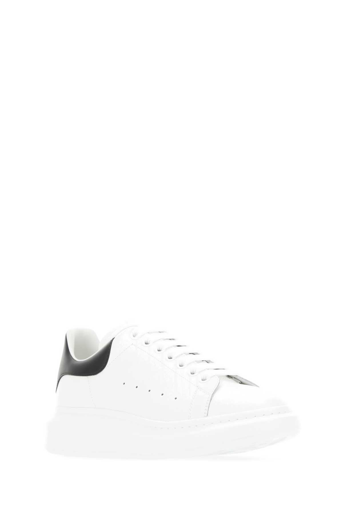 Shop Alexander Mcqueen White Leather Sneakers With Black Leather Heel In 9061