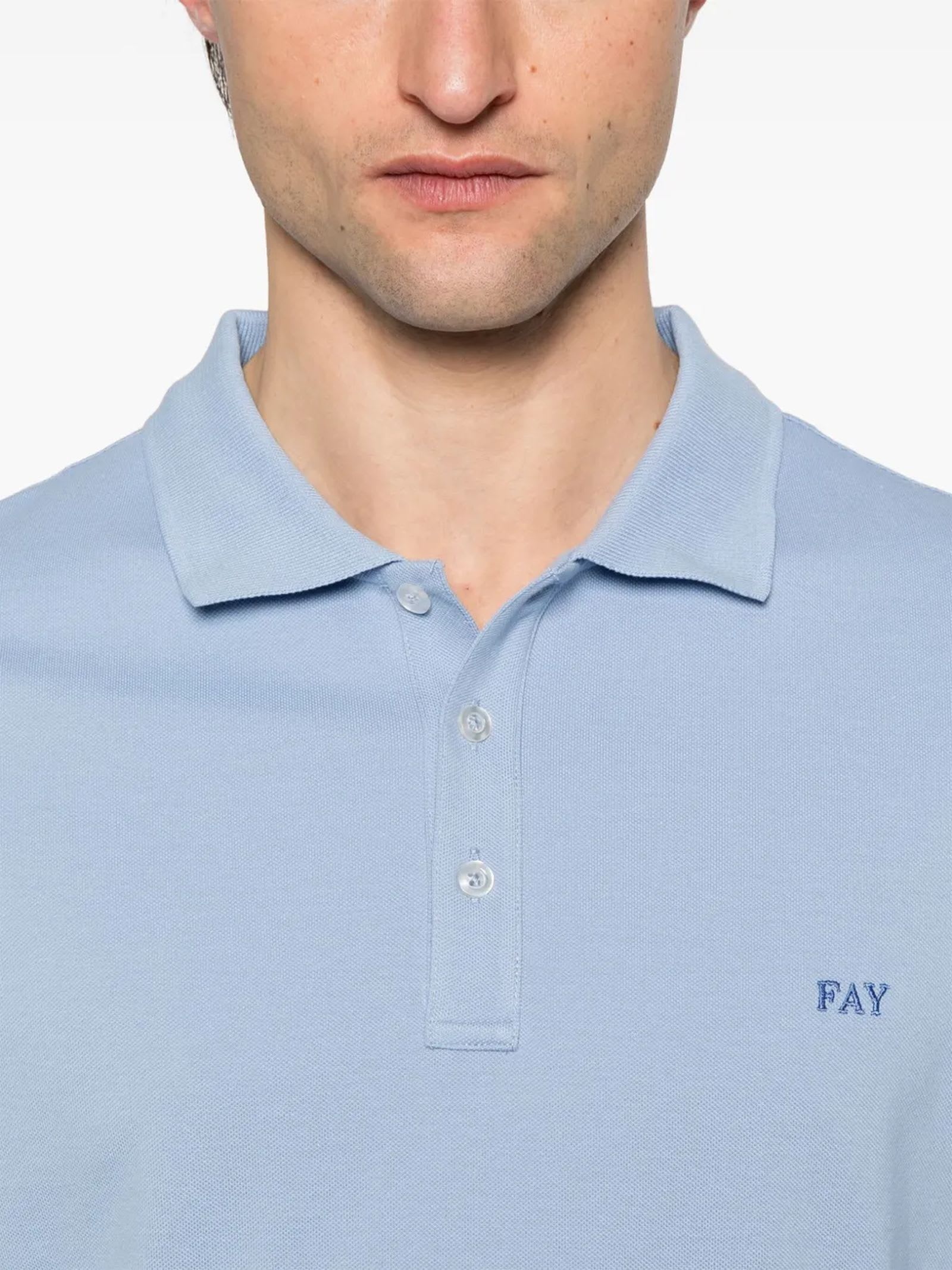 Fay Polo Db Collar Piquet In Blue