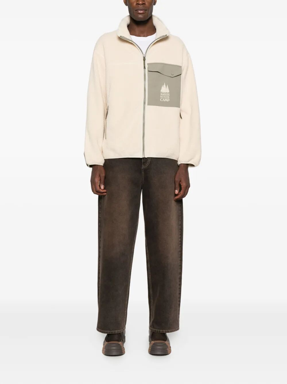 Maison Kitsuné Casual Fleece Zipped Jacket In Neutral