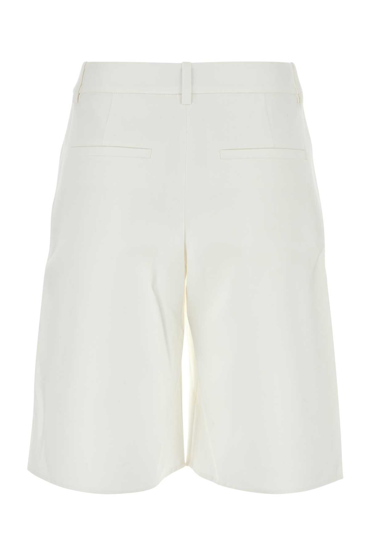 Shop Valentino White Cotton Blend Shorts In Bianco