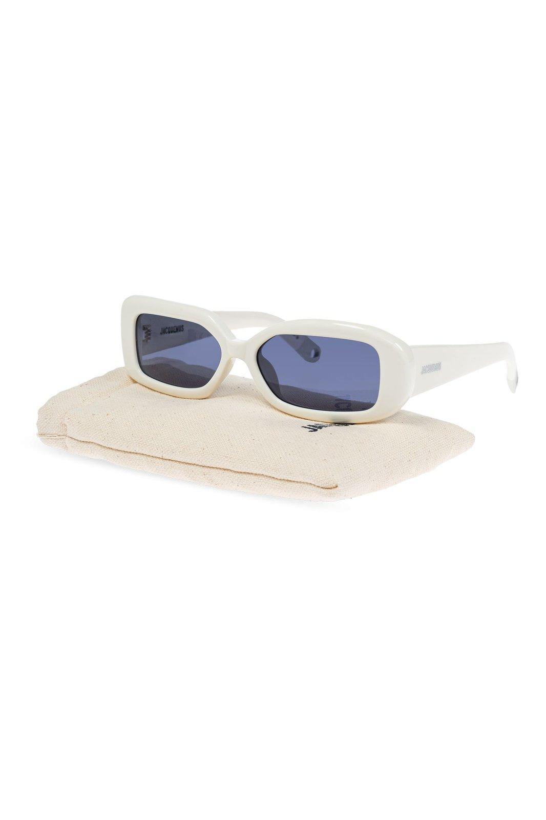 Shop Jacquemus Geometrical Frame Sunglasses In Rond Carre White Matt Wh