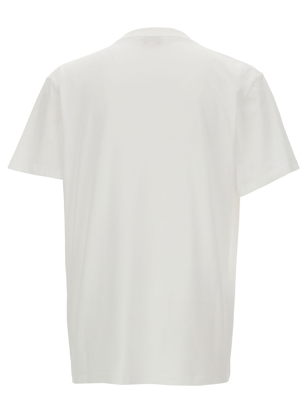 Shop Alexander Mcqueen White Crewneck T-shirt With Multicolor Skull Print In Cotton Man