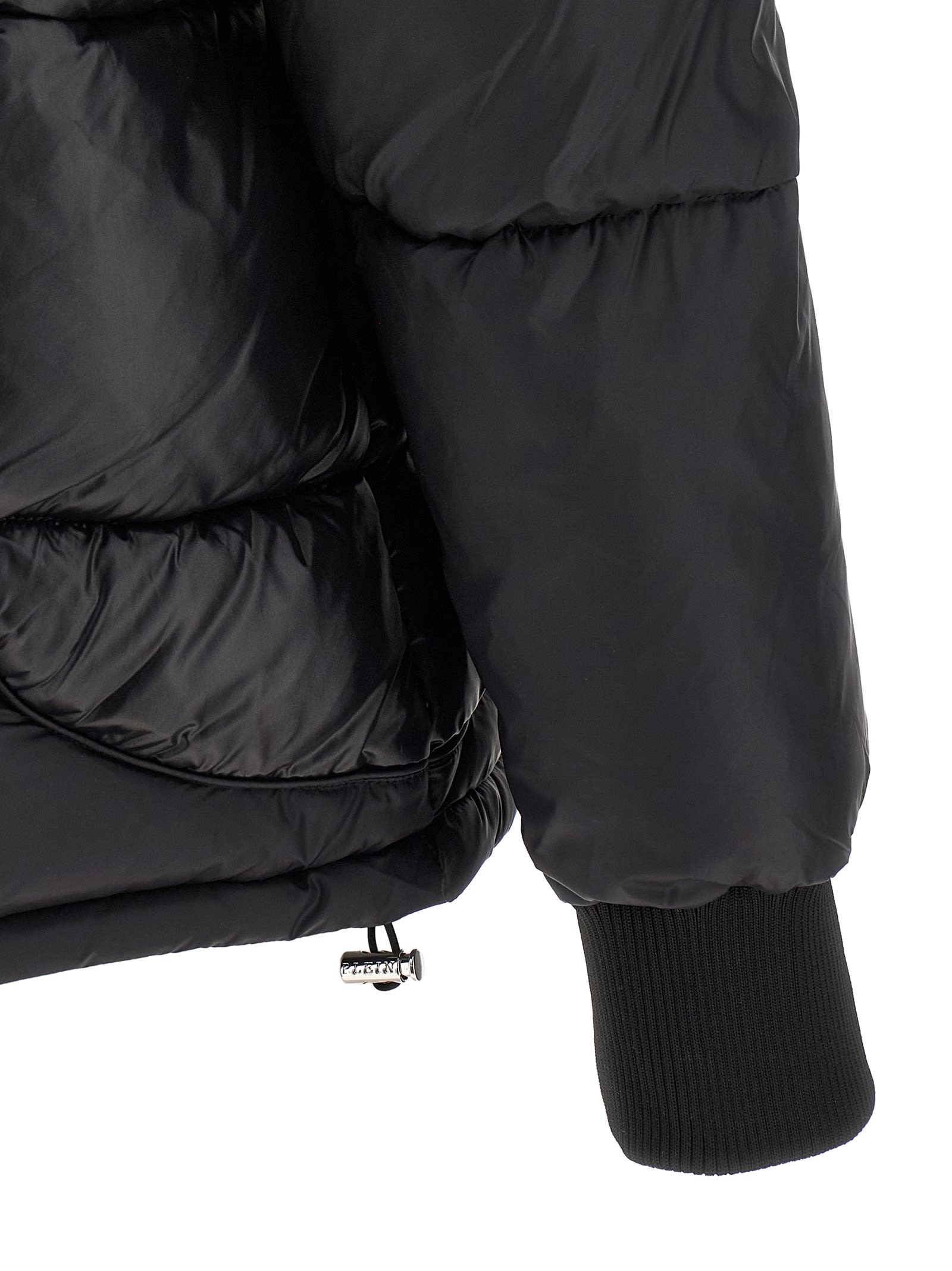Philipp Plein Logo Patch Down Jacket Puffer Jackets Black In Black