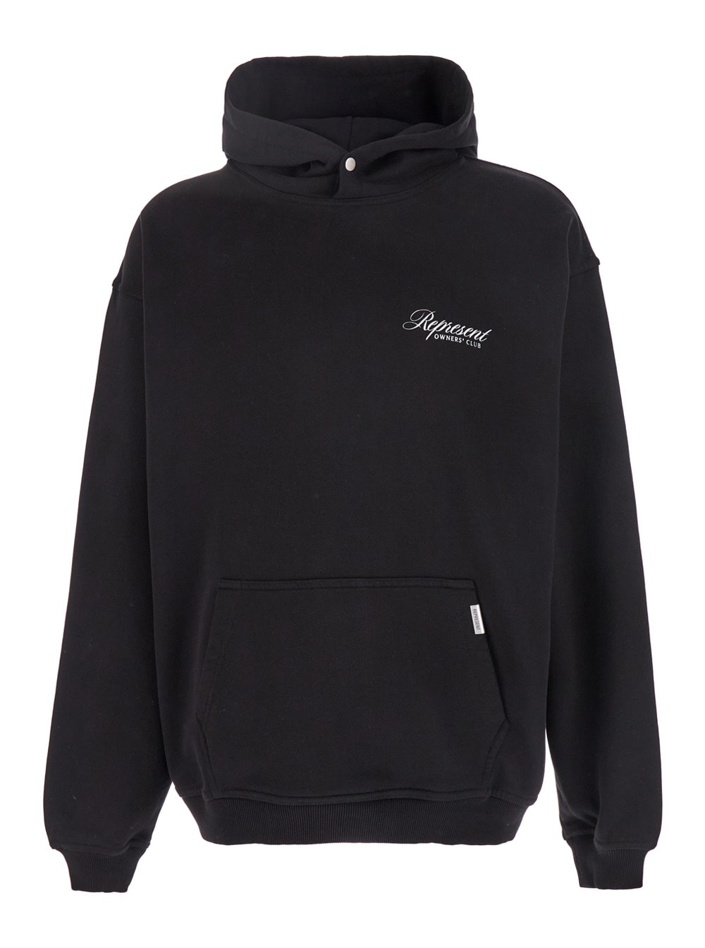 Black Hoodie With Front And Back Logo Print In Cotton Man