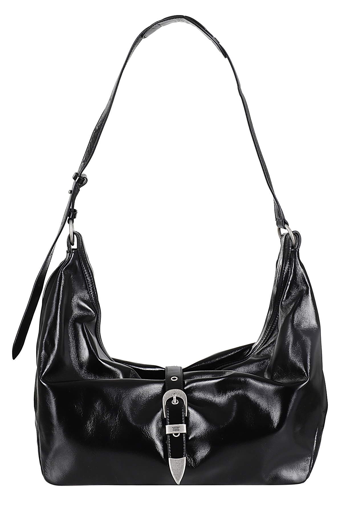 Shop Marge Sherwood Belted Hobo In Black Glossy Plain