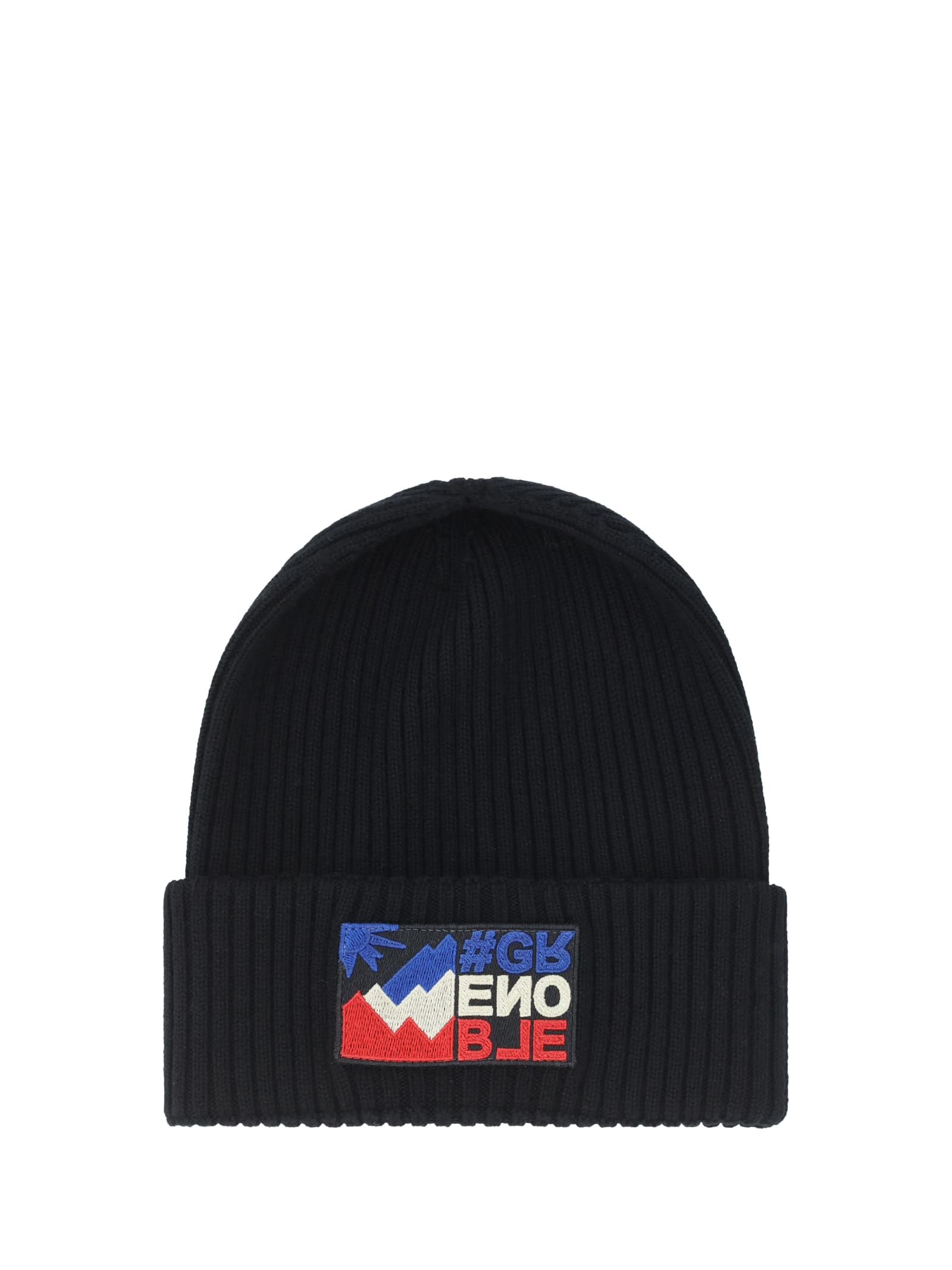 Moncler Grenoble Rwb Logo Wool Hat In Black