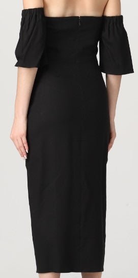 Isabel Marant Silhouette Midi Off-shoulder Slit In 01bk