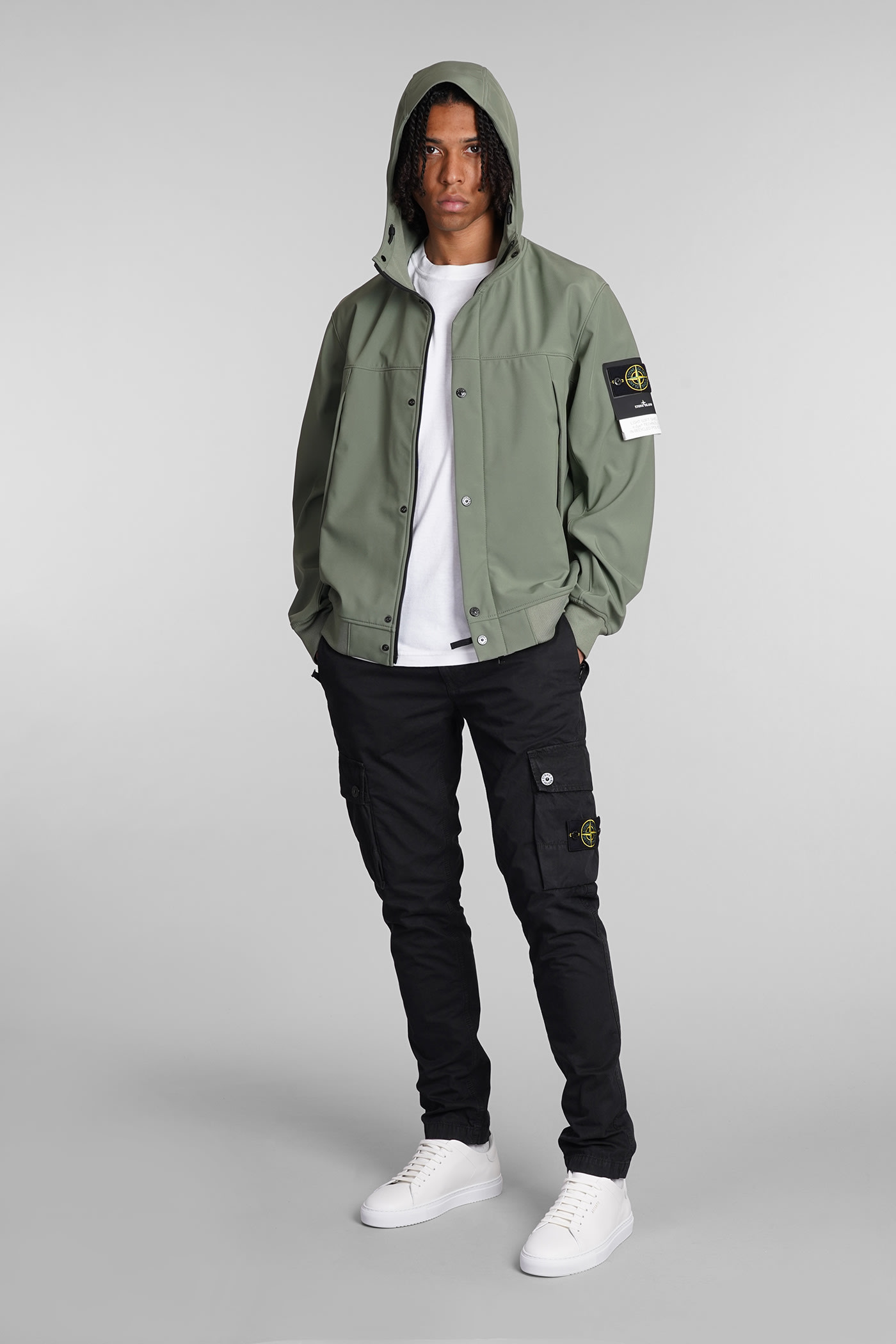 Shop Stone Island Casual Jacket In Green Polyester
