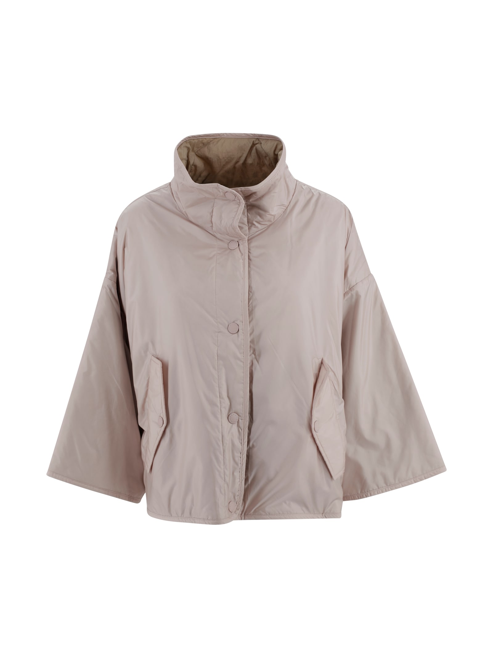 Weekend Max Mara Reversible Waterproof Canvas Jacket With Adjustable Drawstring In Neutral