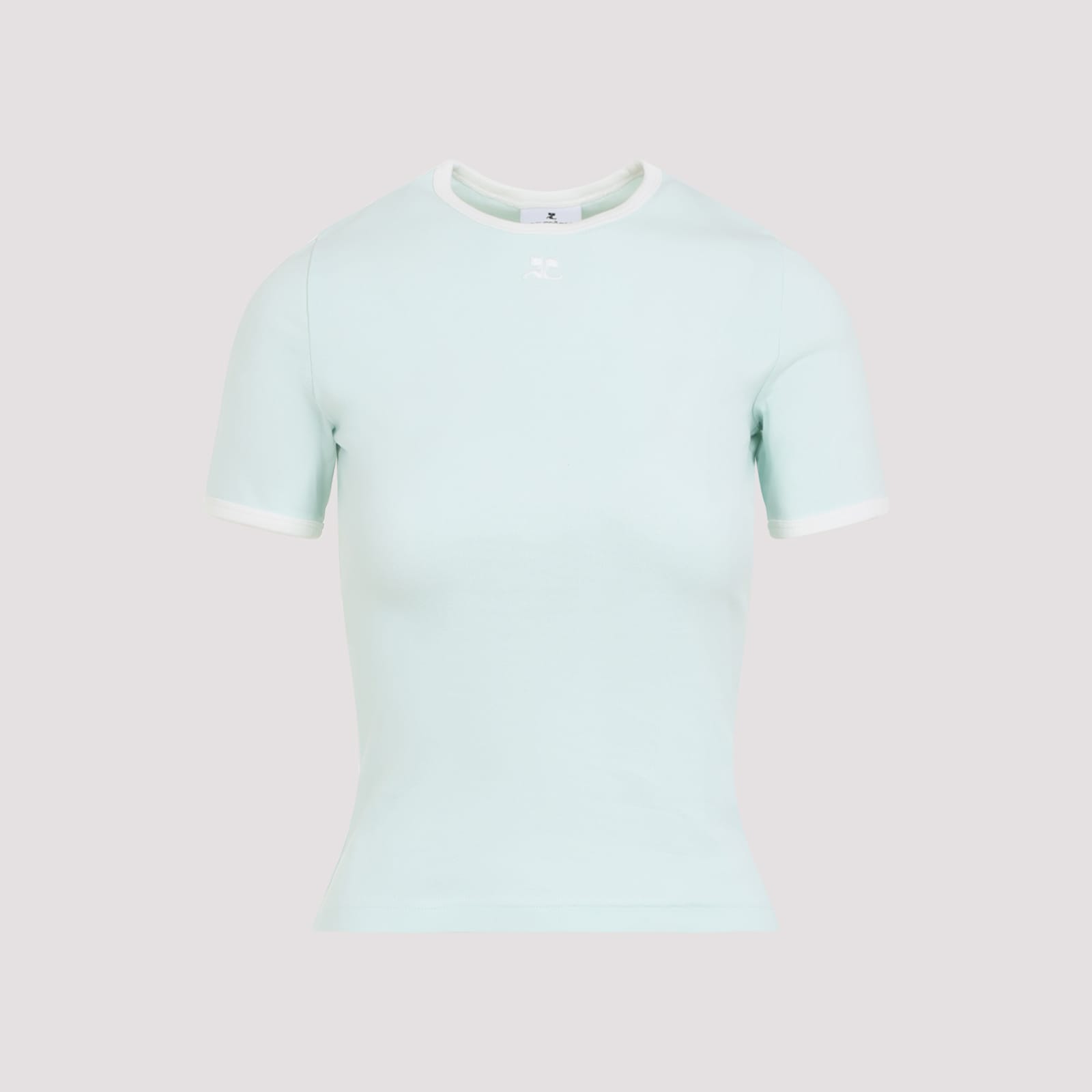 Courrèges Short Sleeve Crew Neck T-shirt Design In Green