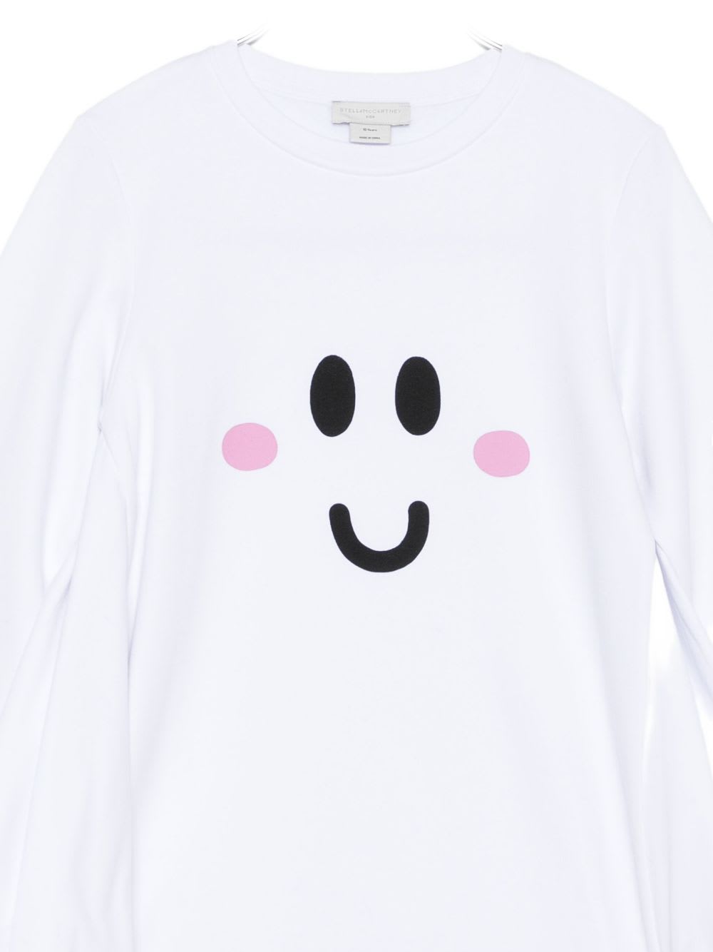 Stella Mccartney White Sweatshirt For Girl With Smiley Face In White
