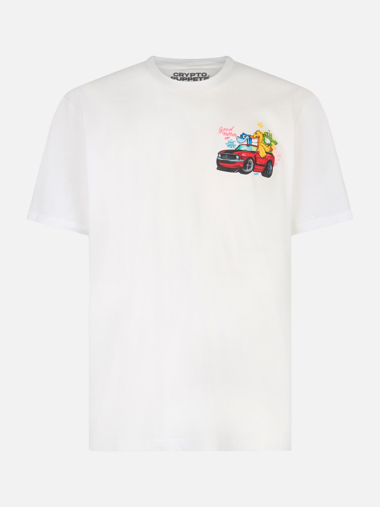 MC2 SAINT BARTH MAN COTTON T-SHIRT WITH CRYPTOPUPPETS GOOD FELLAS PLACED PRINT CRYPTOPUPPETS SPECIAL EDITION