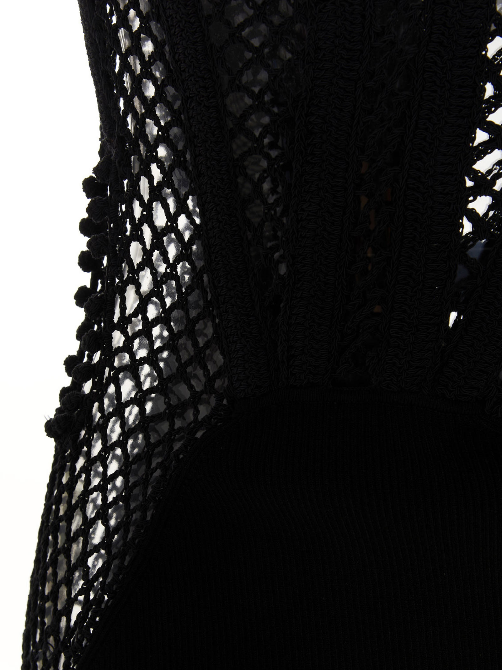 Shop Dion Lee Coral Crochet Dress In Black