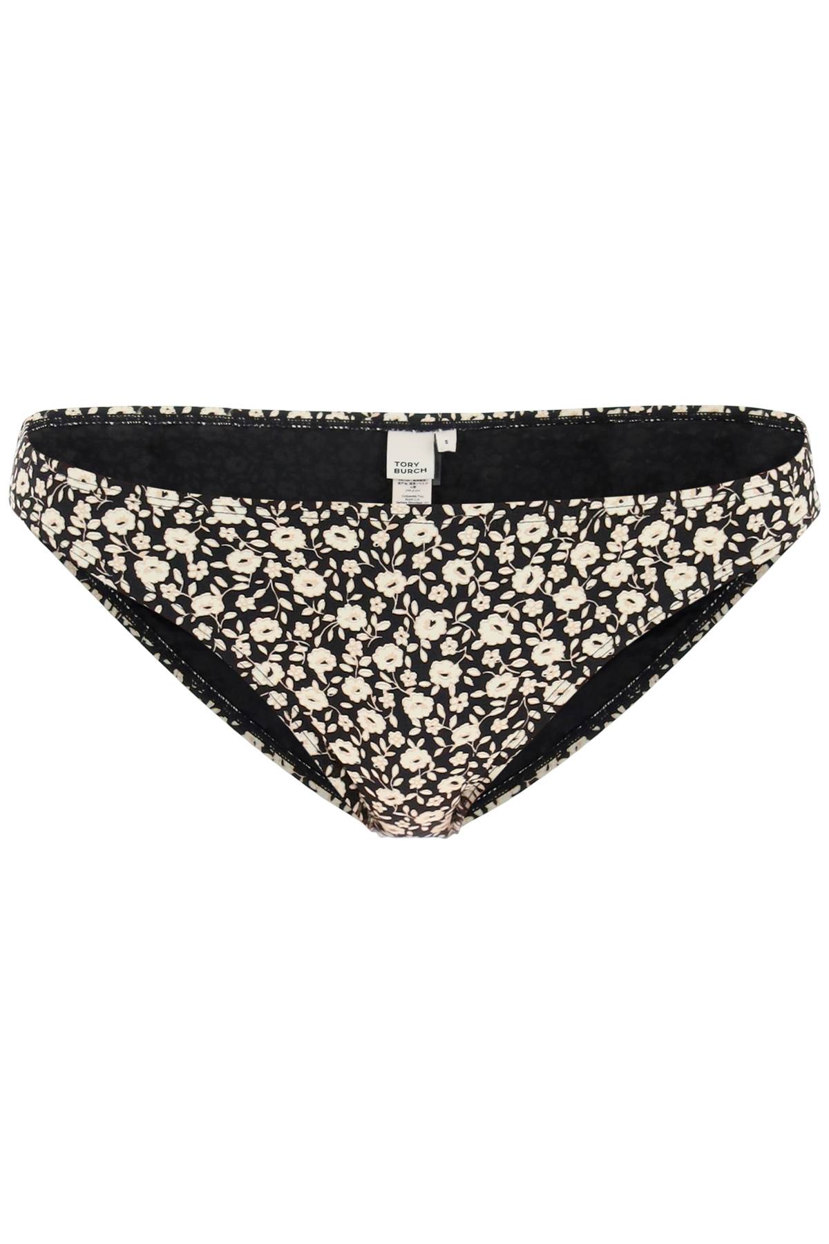 Shop Tory Burch Floral Bikini Bottom In Black Tonal Ditsy (white)