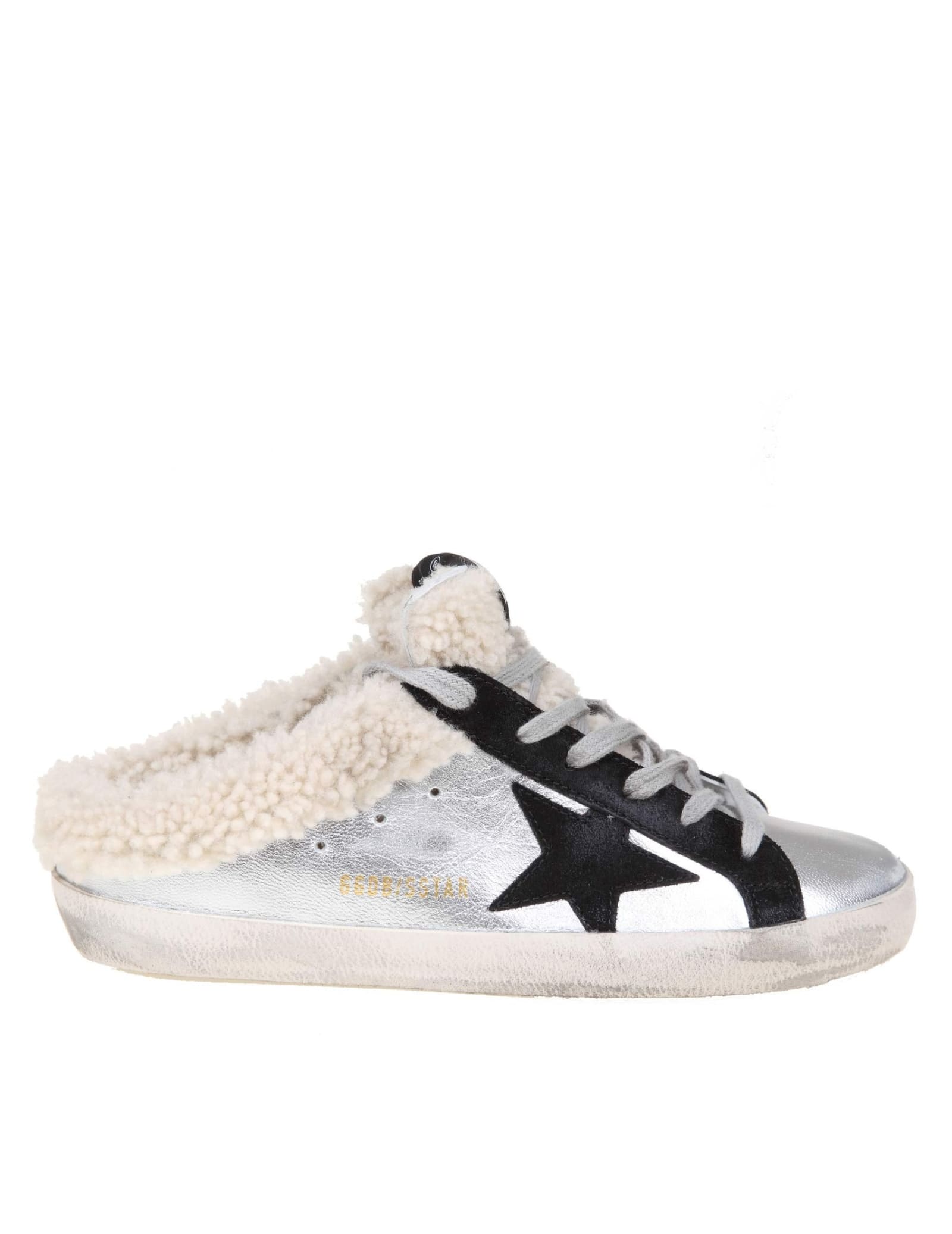 Golden Goose Superstar Sabot In Leather And Shearling