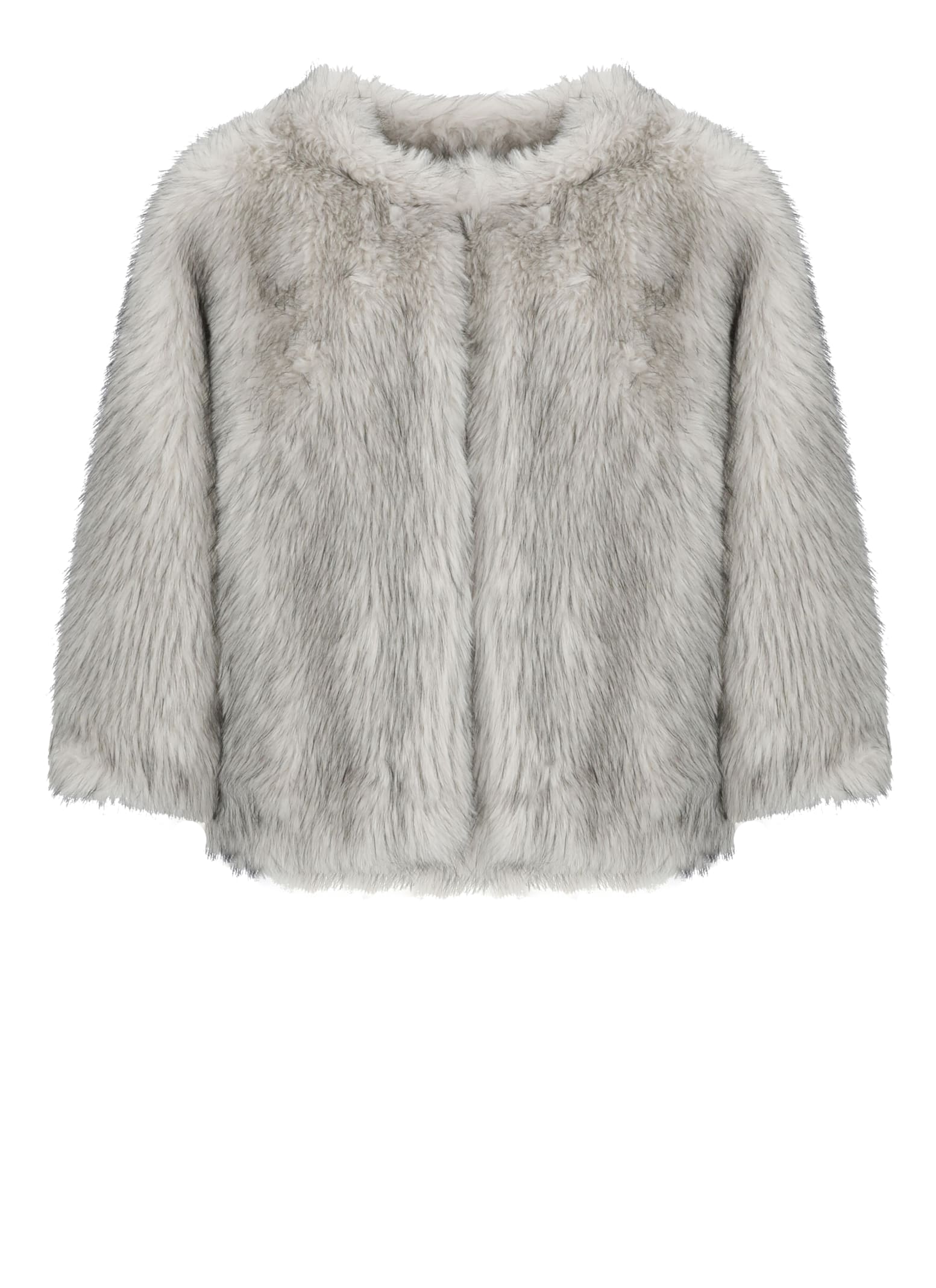 Betta Corradi Open-front Faux-fur Jacket In Gray