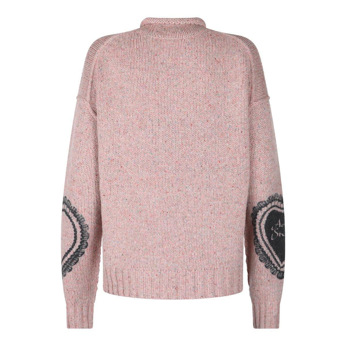 Shop Acne Studios Heart Printed Drop Shoulder Jumper In Faded Pink