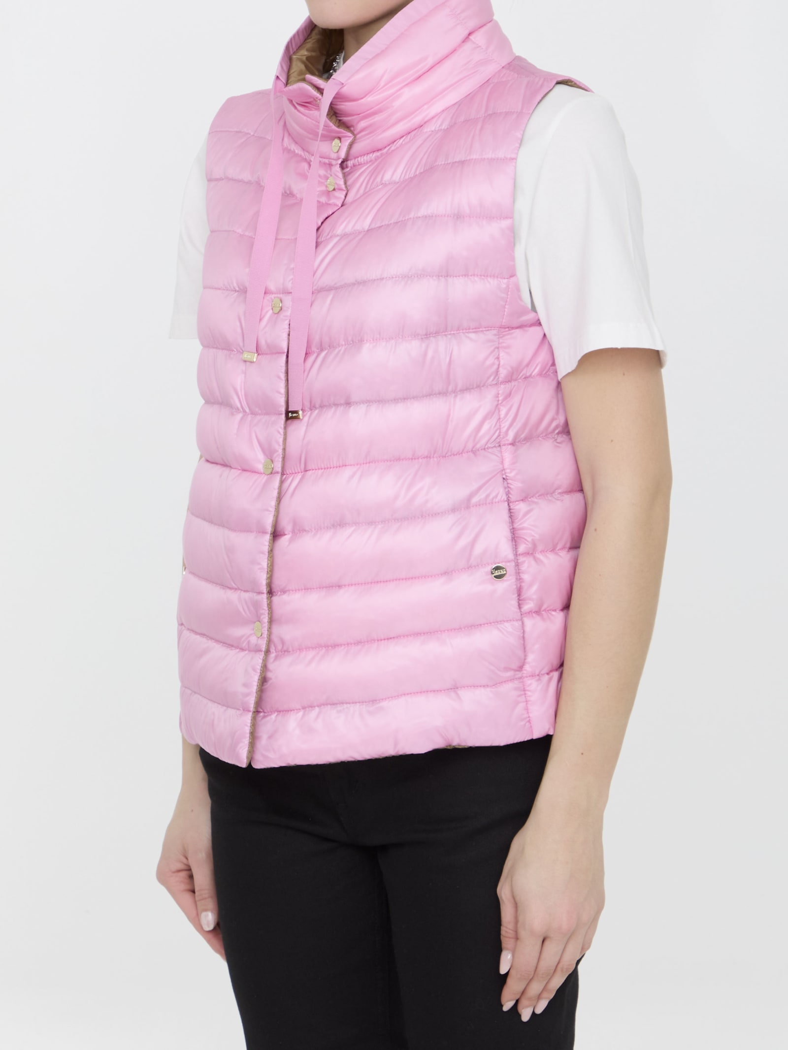 Shop Herno Hooded Padded Vest In C