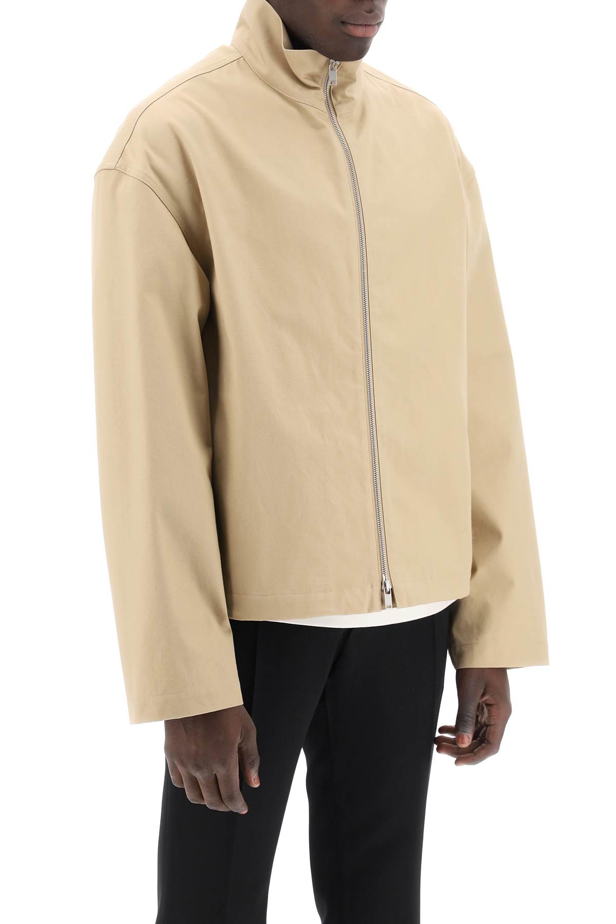 Shop Jil Sander Boxy High-neck Jacket In Dove Grey (beige)