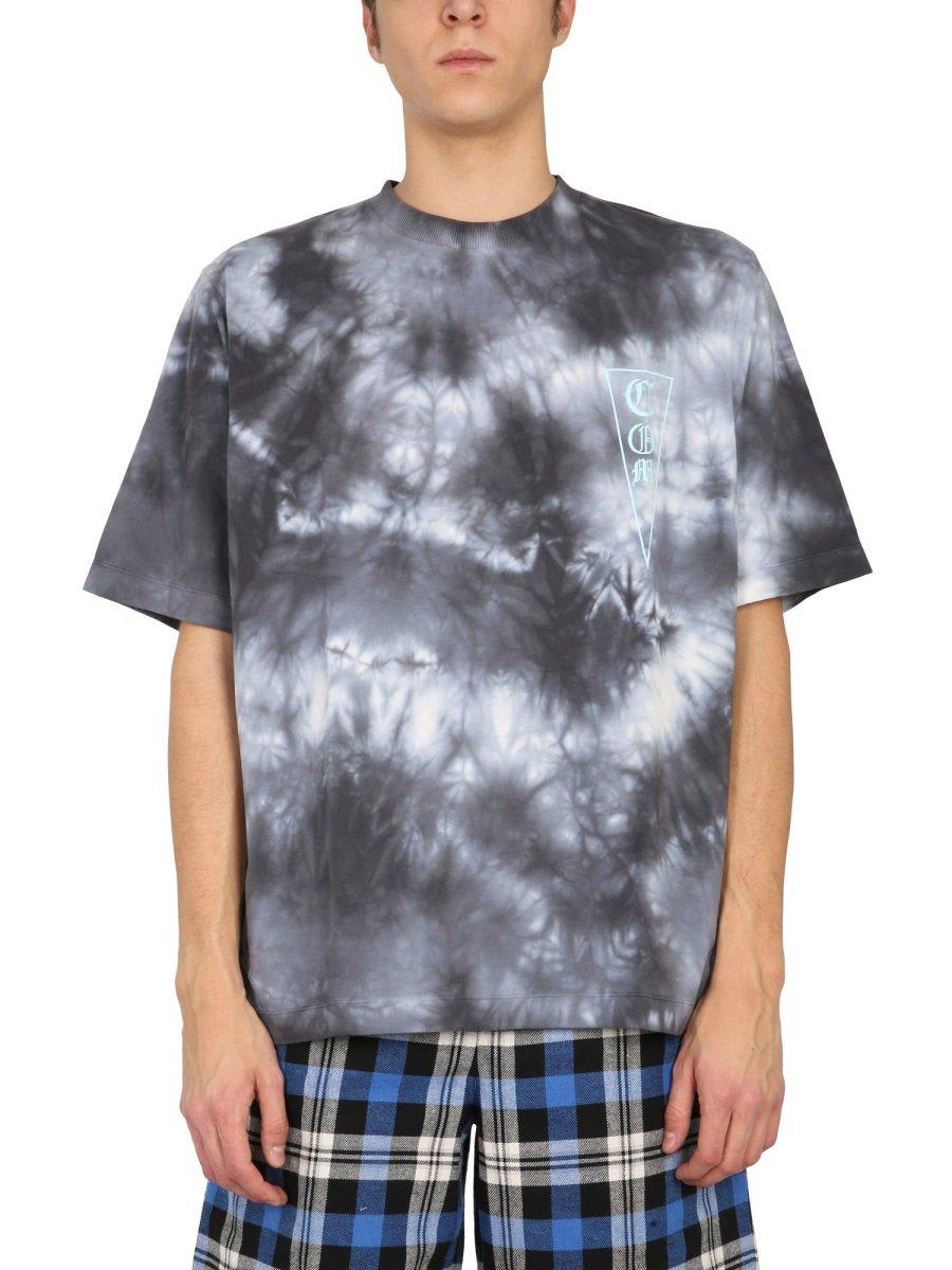 Shop Marcelo Burlon County Of Milan Monogram Tie-dye T-shirt In Multiple Colors