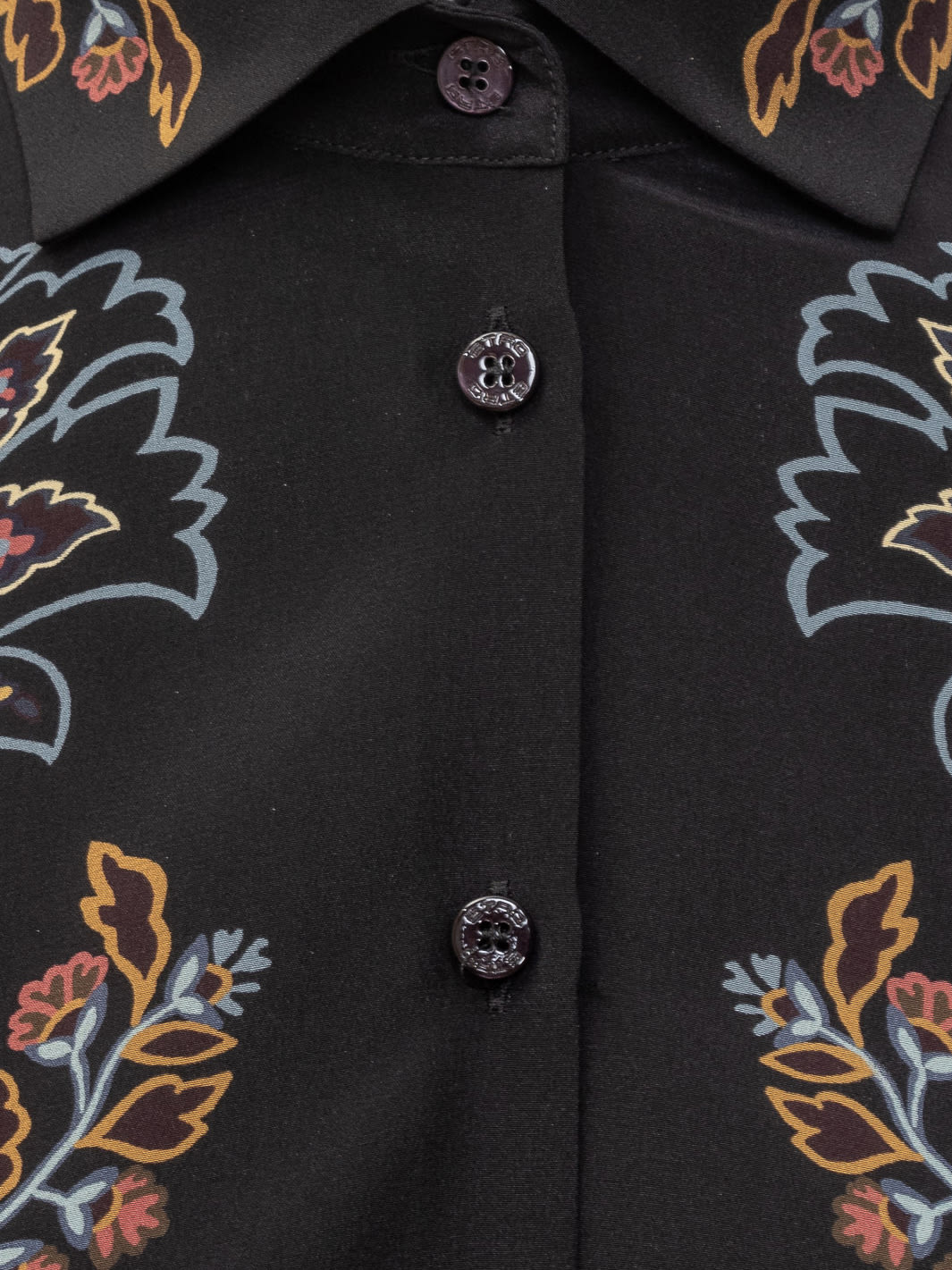 Shop Etro Silk Shirt With Floral Print In Stampa Fdo Nero