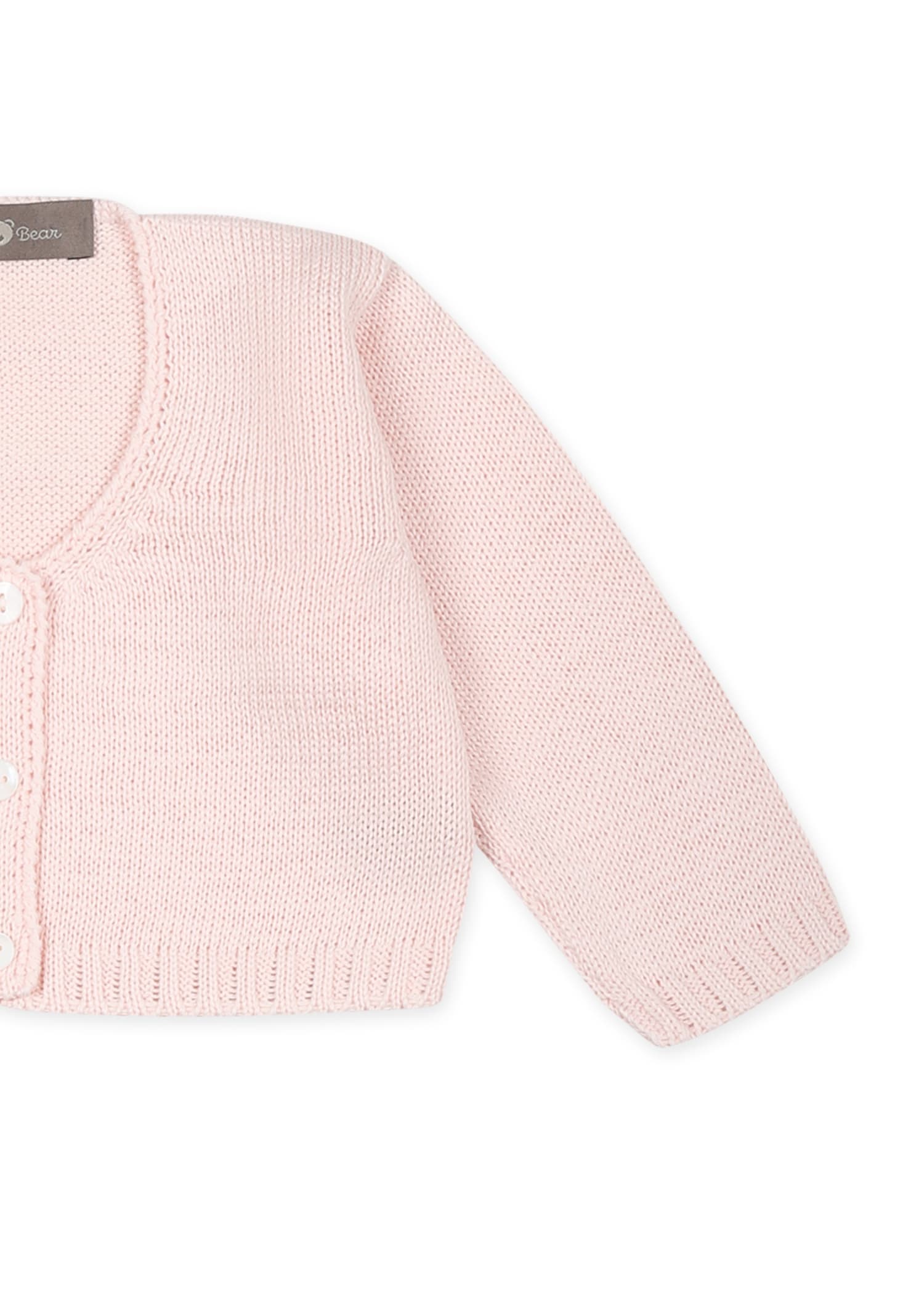 Little Bear Pink Cardigan For Baby Girl In Pink