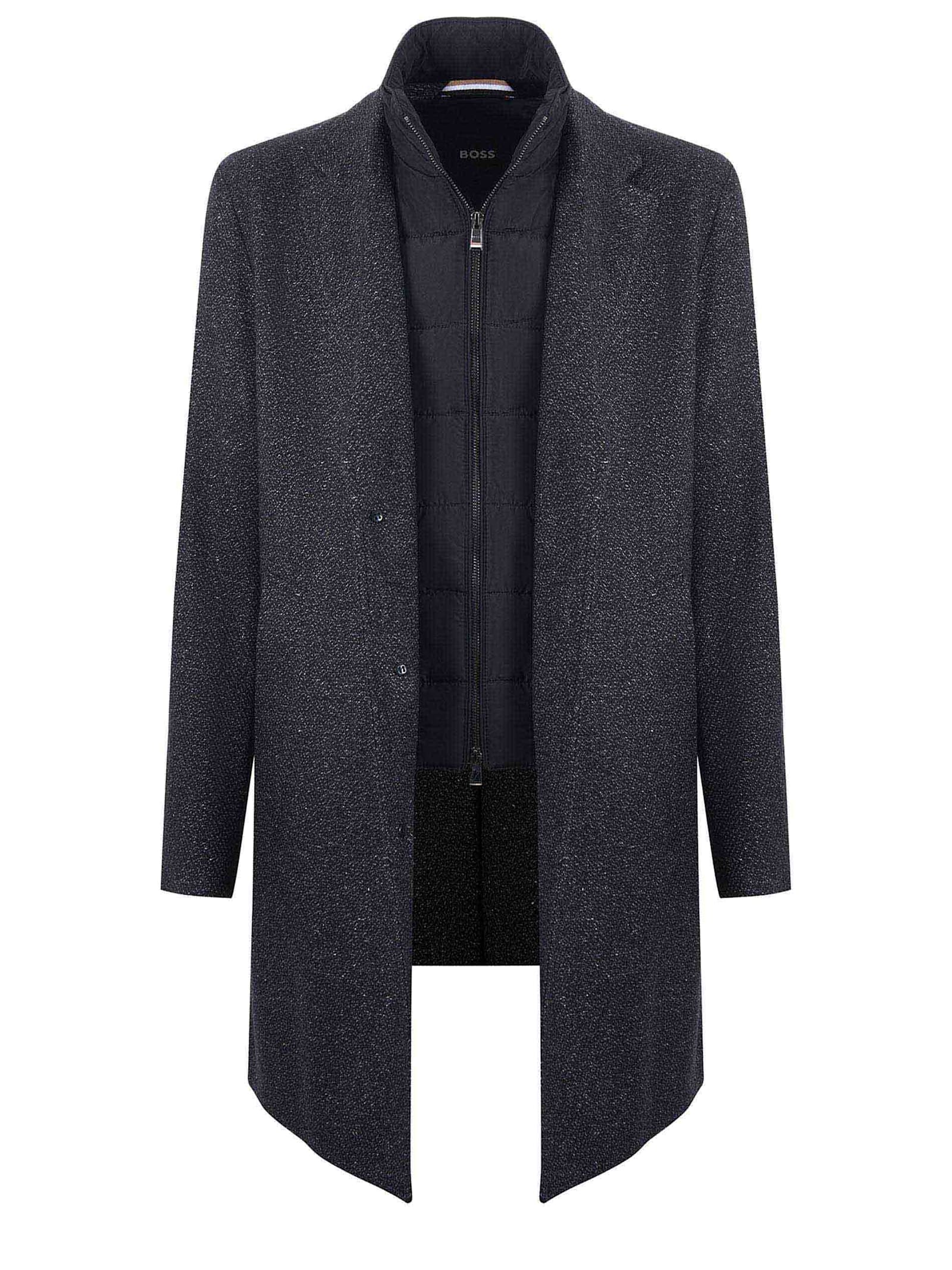 Shop Hugo Boss Coat Wool Blend In Black