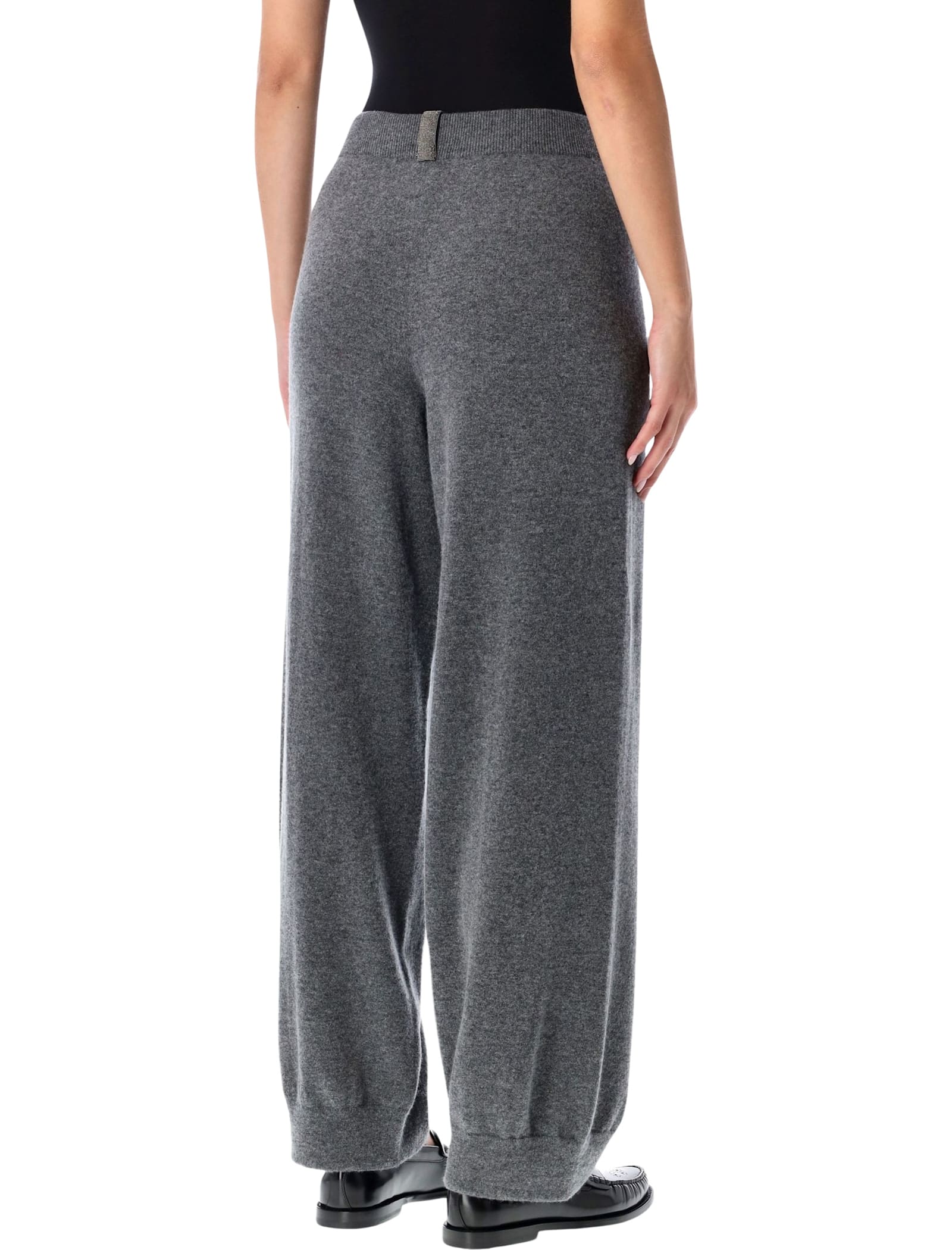 Fabiana Filippi Platinum Wool-cashmere Jogging Trousers In Gray