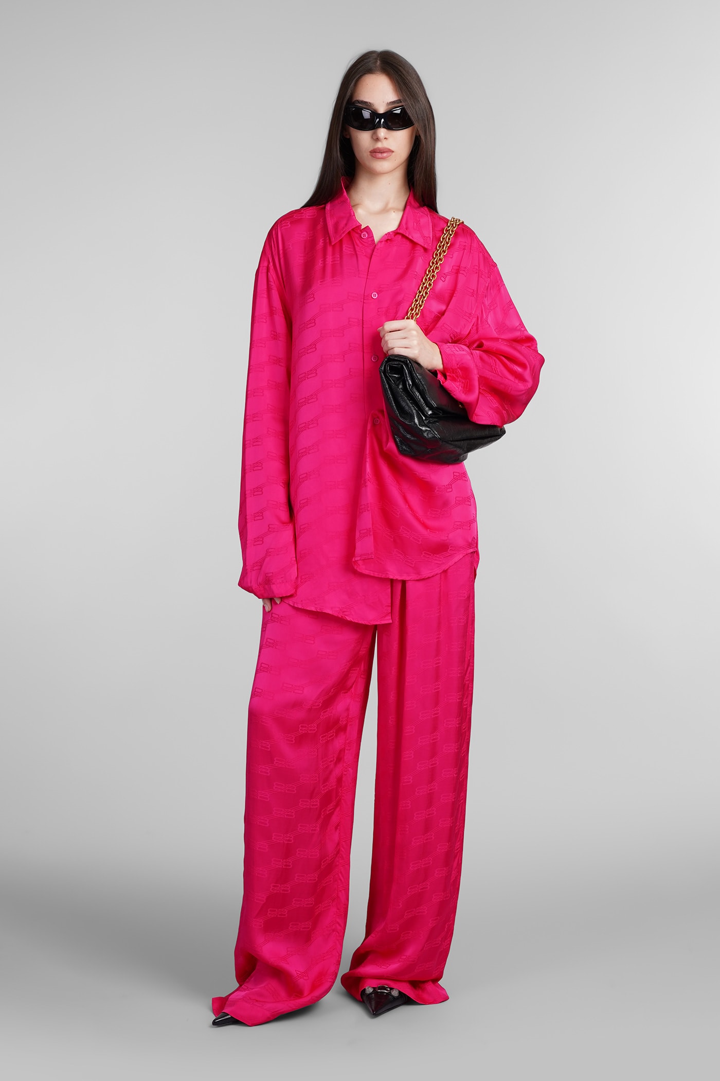 Shop Balenciaga Shirt In Fuxia Viscose