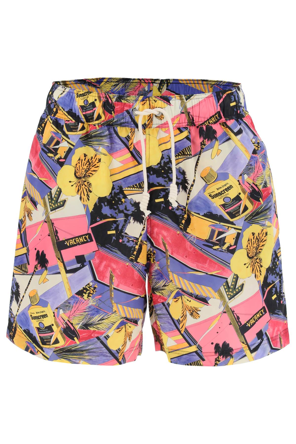 Shop Palm Angels Swimtrunks With Miami Mix Print In Multiple Colors