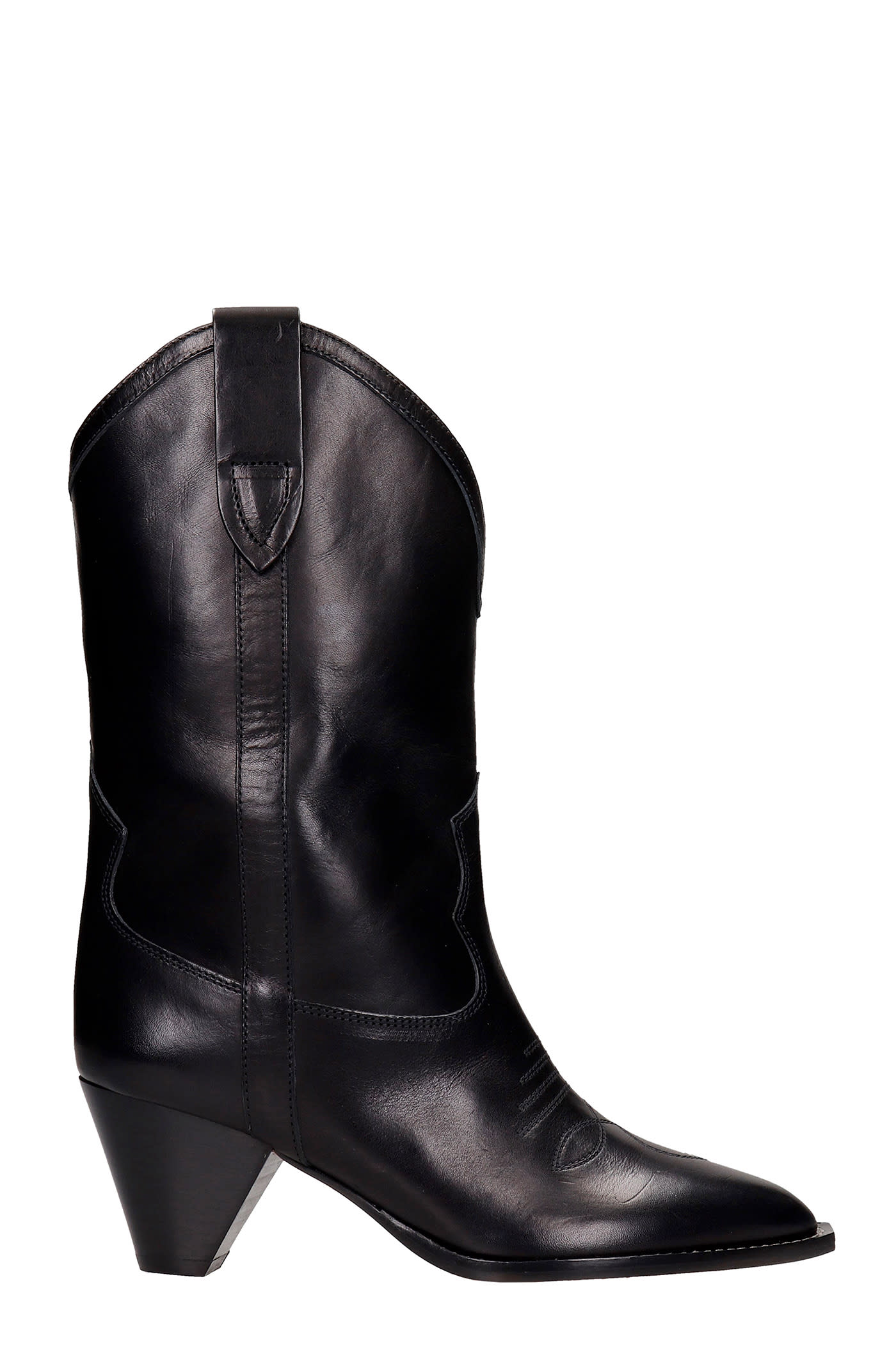 Isabel Marant Luliette Texan Ankle Boots In Black Leather