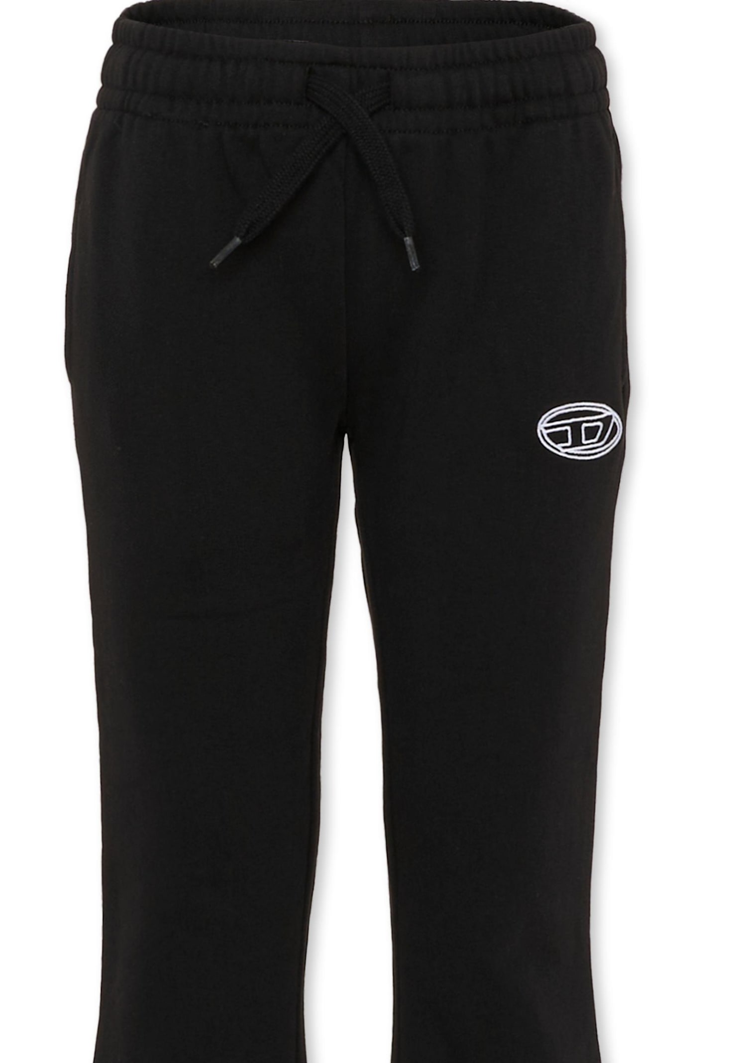 Diesel Black Flared Sweatpants For Girl With White Logo In Black
