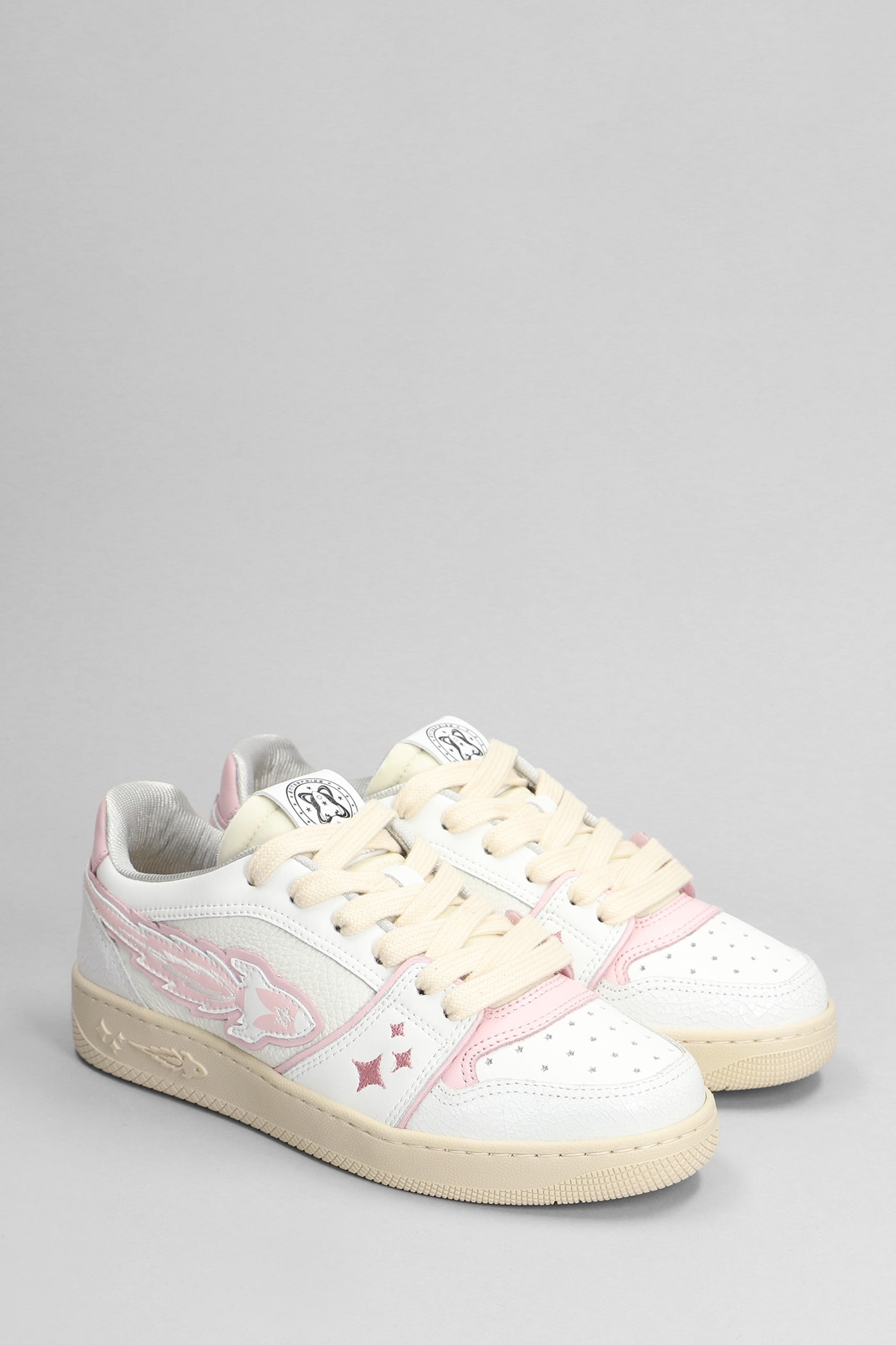 Shop Enterprise Japan Sneakers In White Leather In White And Pink