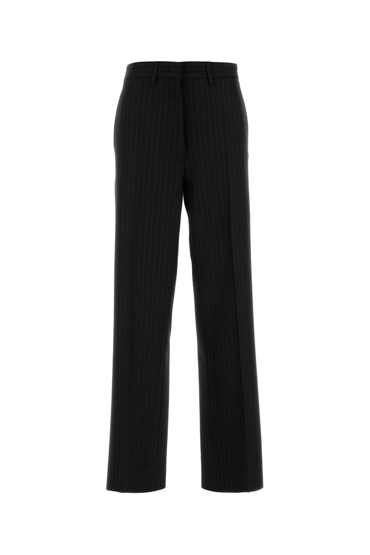 Miu Miu Embroidered Stretch Wool Palazzo Pant In Black