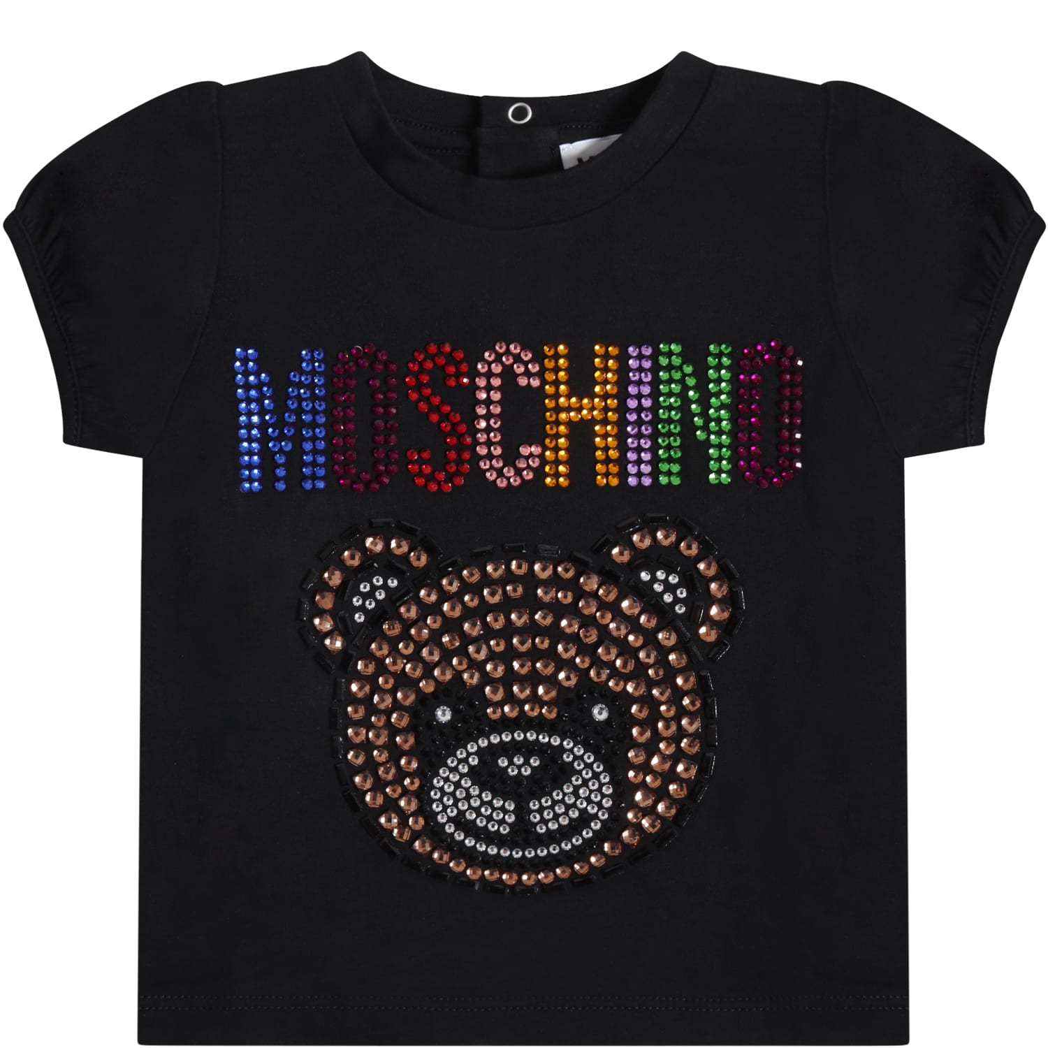 Moschino Black T-shirt For Babygirl With Teddy Bear
