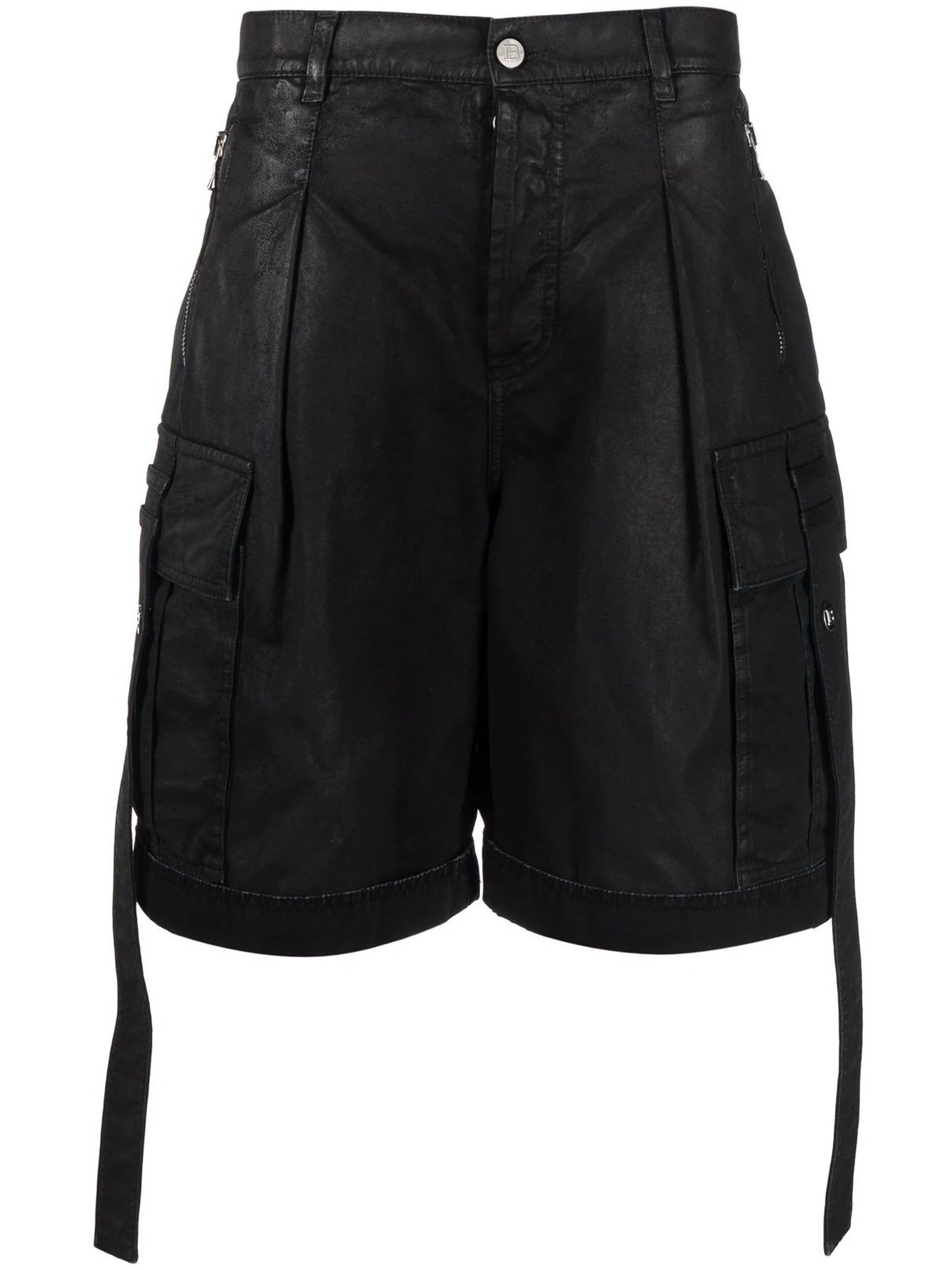 Balmain Black Denim Shorts