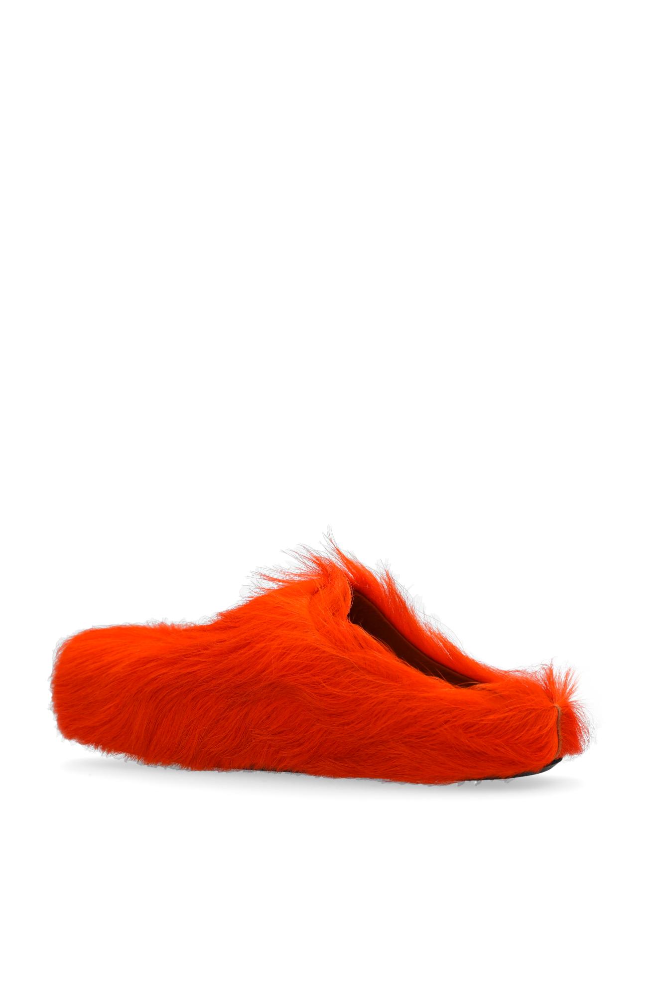 Marni Orange Long Hair Calfskin Fussbett Sabot In Orange