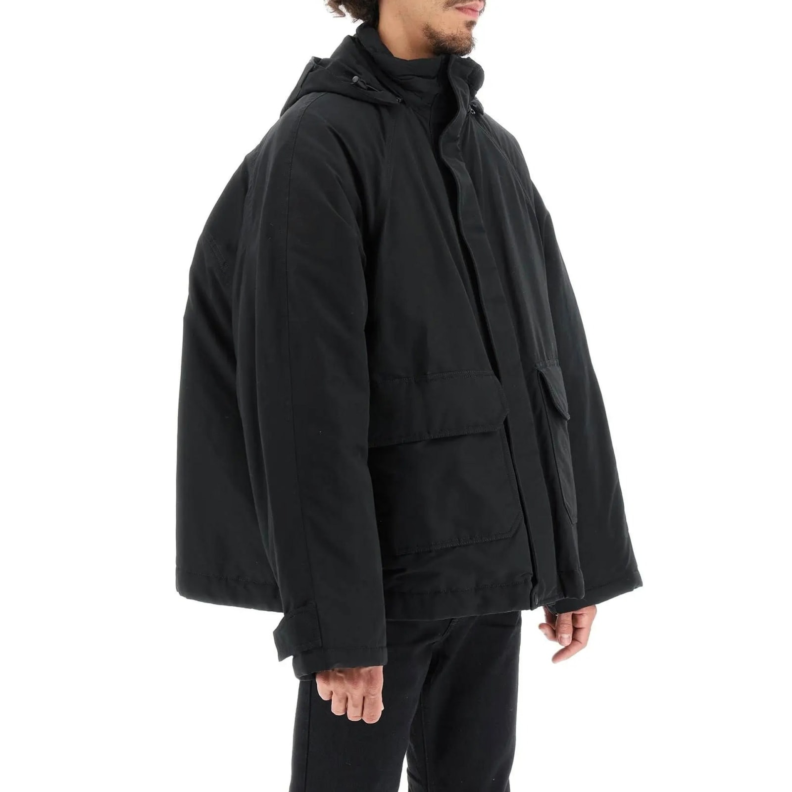 Shop Balenciaga Oversize Parka Jacket In Black